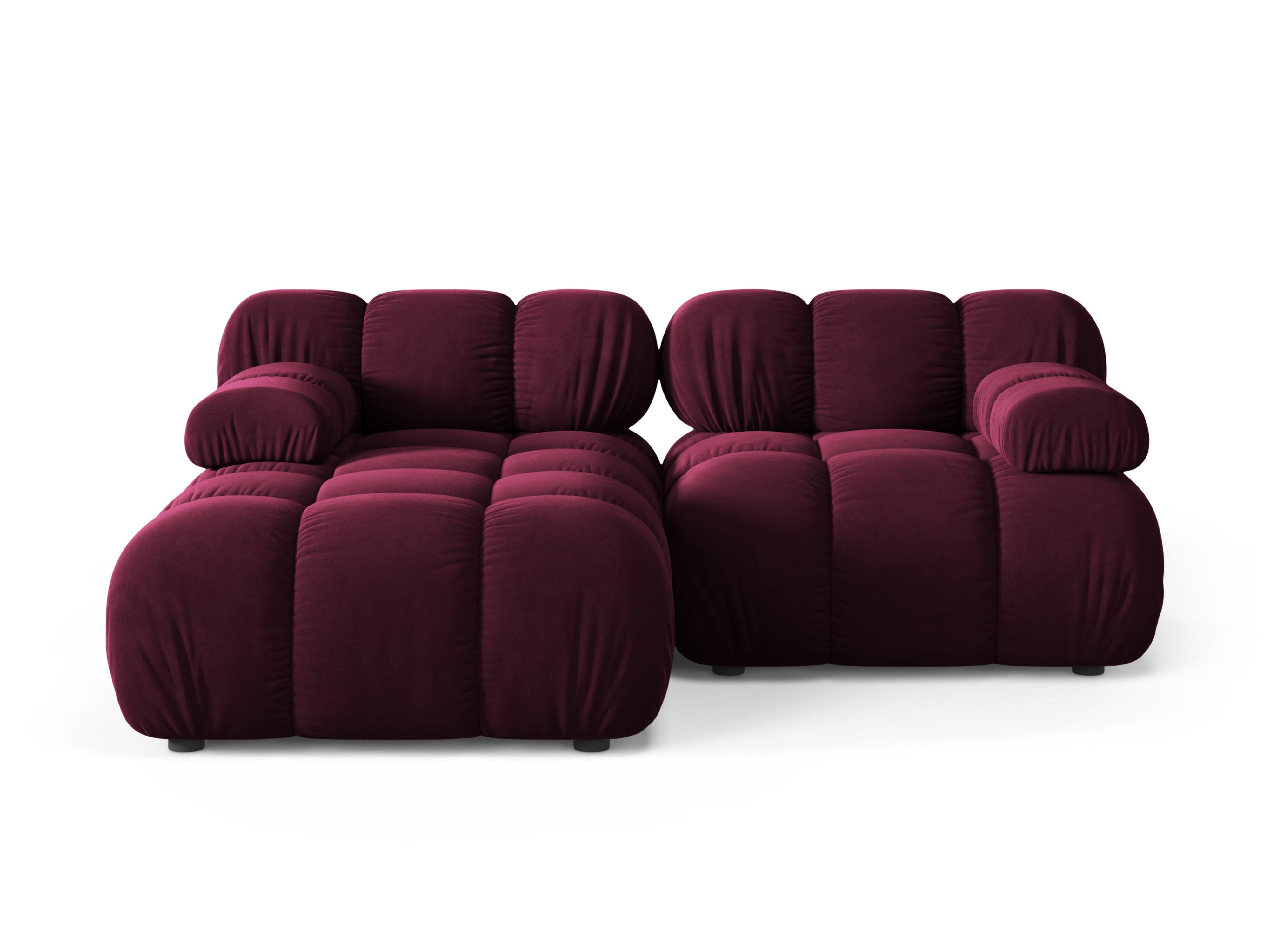 Tweepersoons linkszijdige hoekbank BELLIS in bordeauxkleurig velours