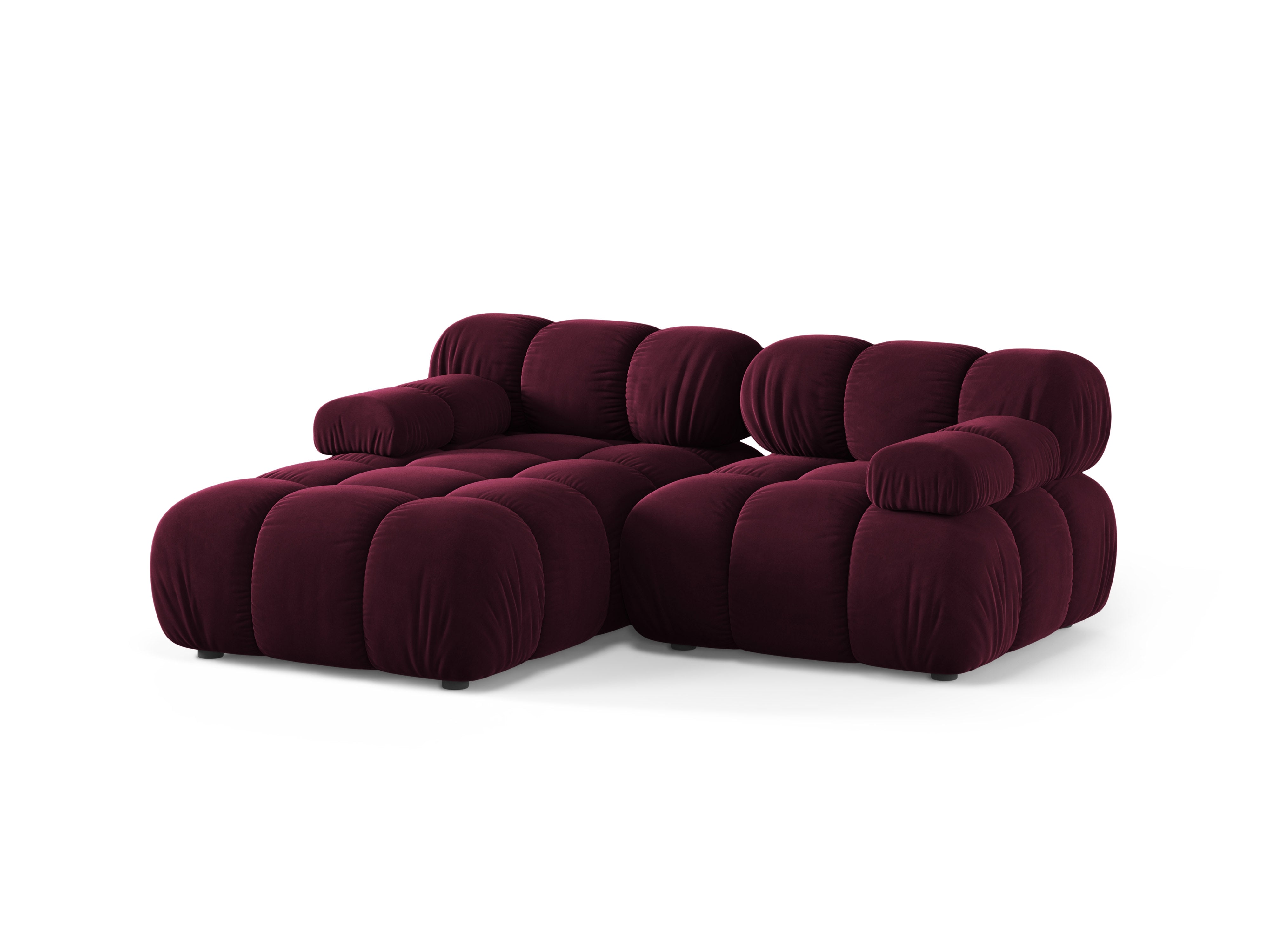 Tweepersoons linkszijdige hoekbank BELLIS in bordeauxkleurig velours