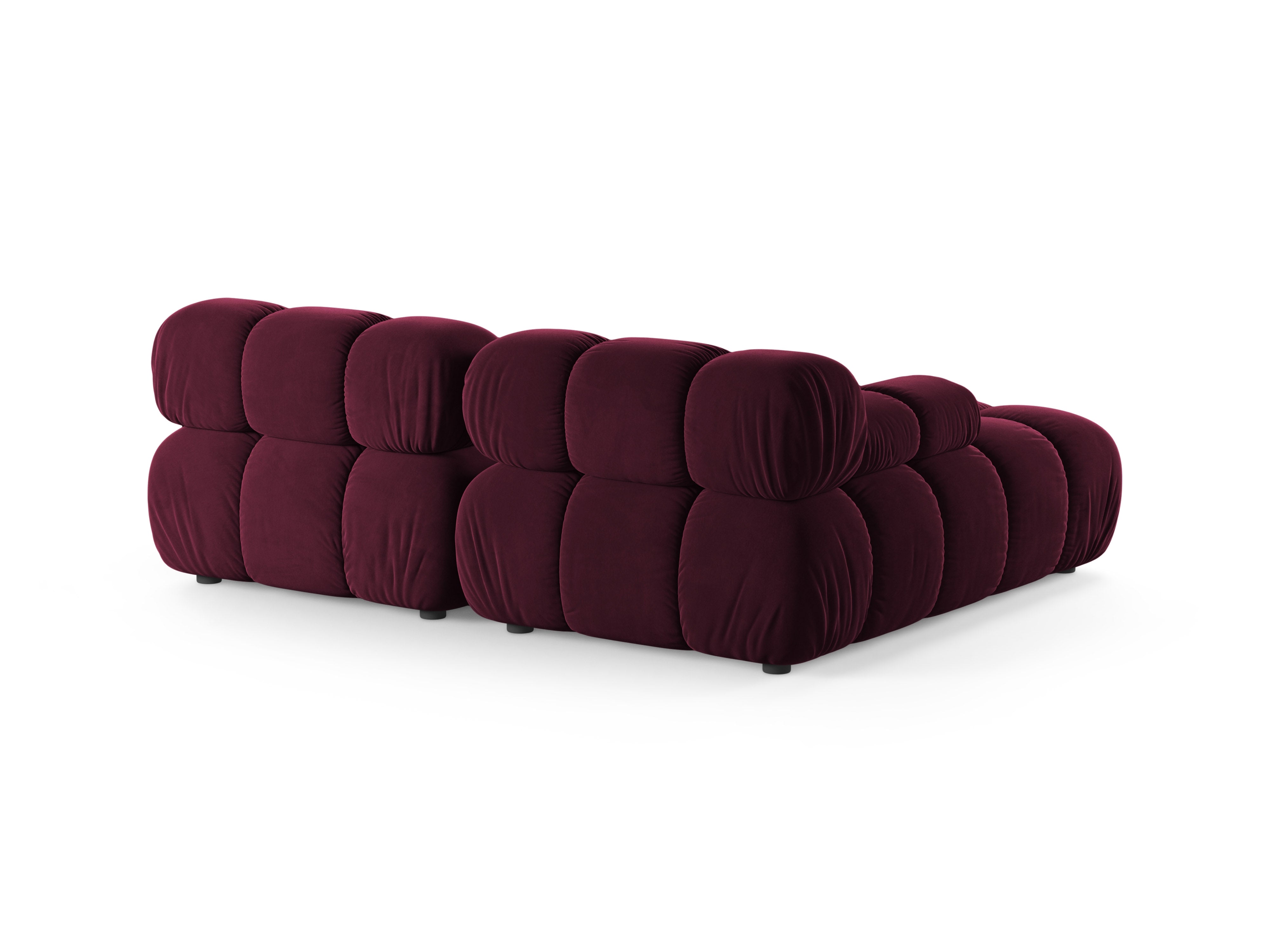 Tweepersoons linkszijdige hoekbank BELLIS in bordeauxkleurig velours