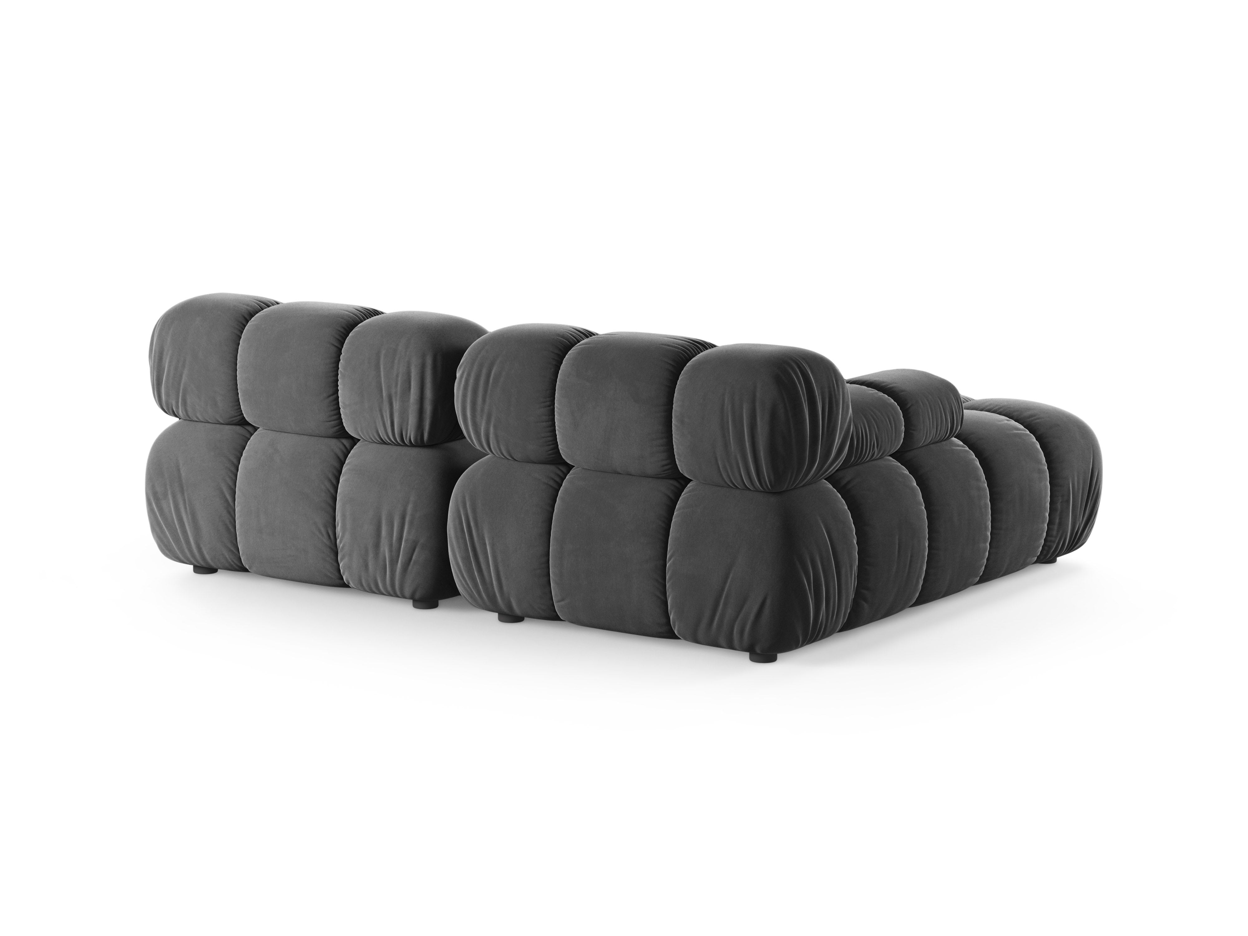 Tweedelige linker hoekbank BELLIS in donkergrijs velours