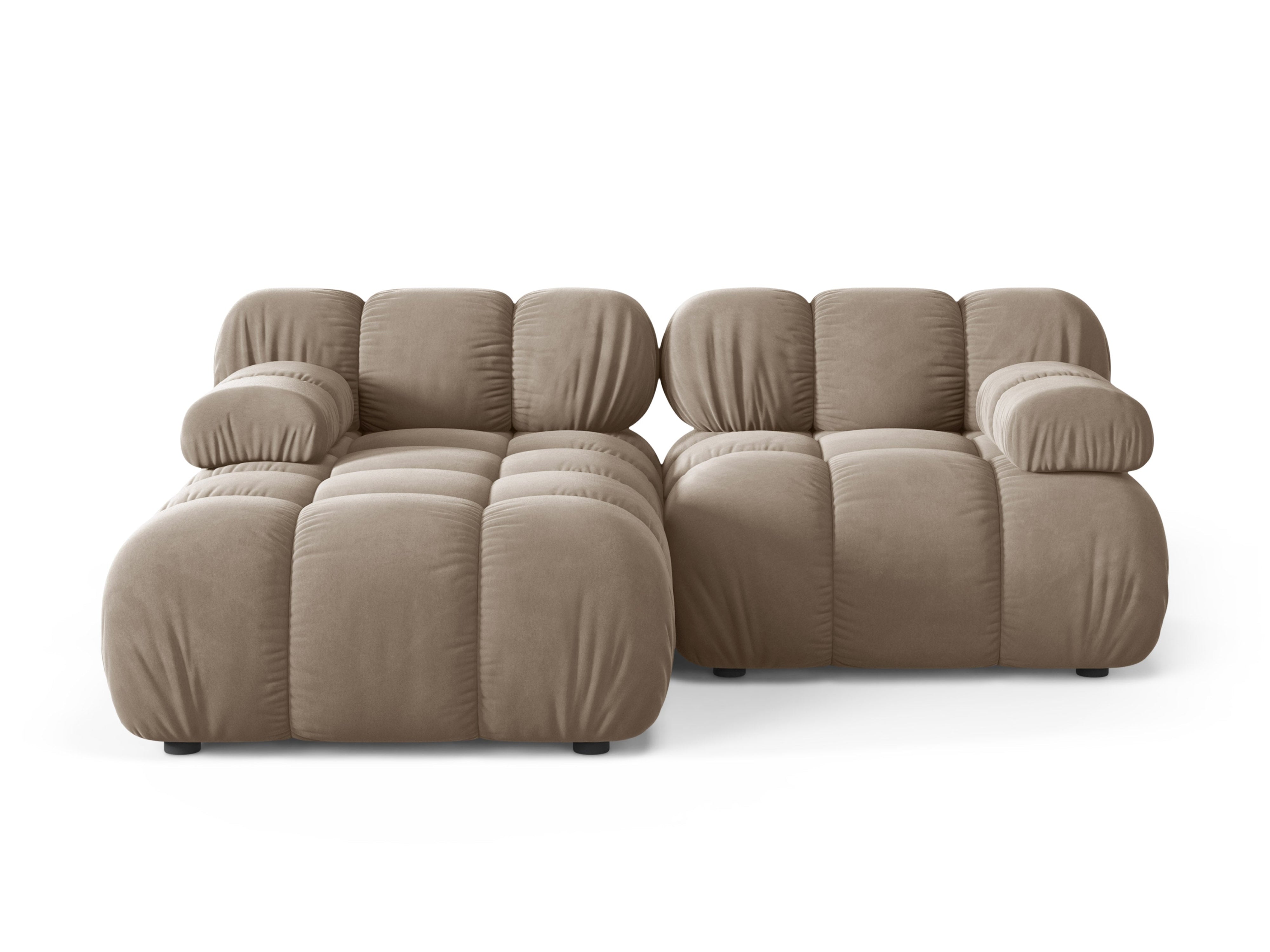 Velvet hoekbank voor 2 personen, links, BELLIS cappuccino