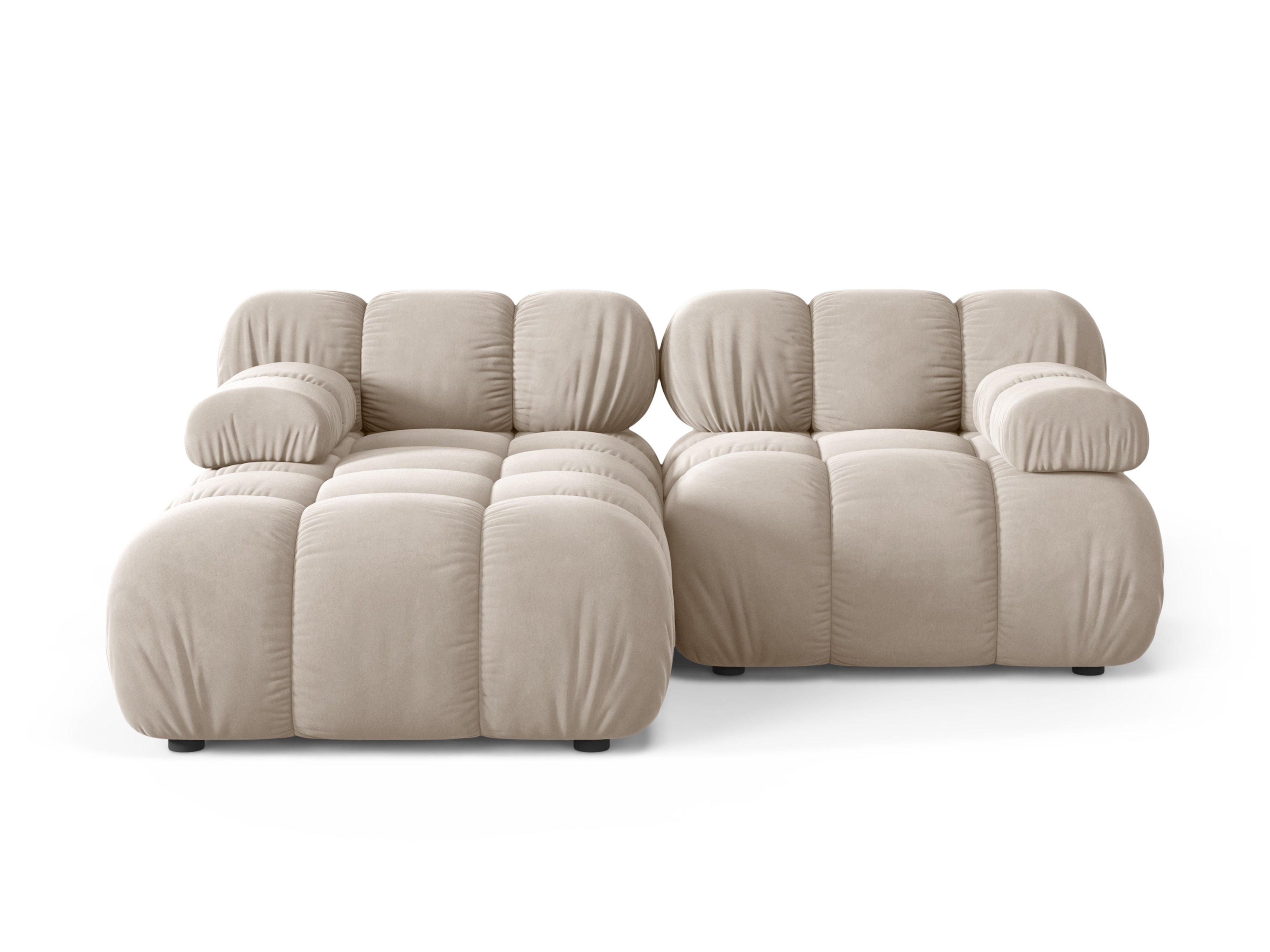 Beige BELLIS 2-zits fluwelen hoekbank links
