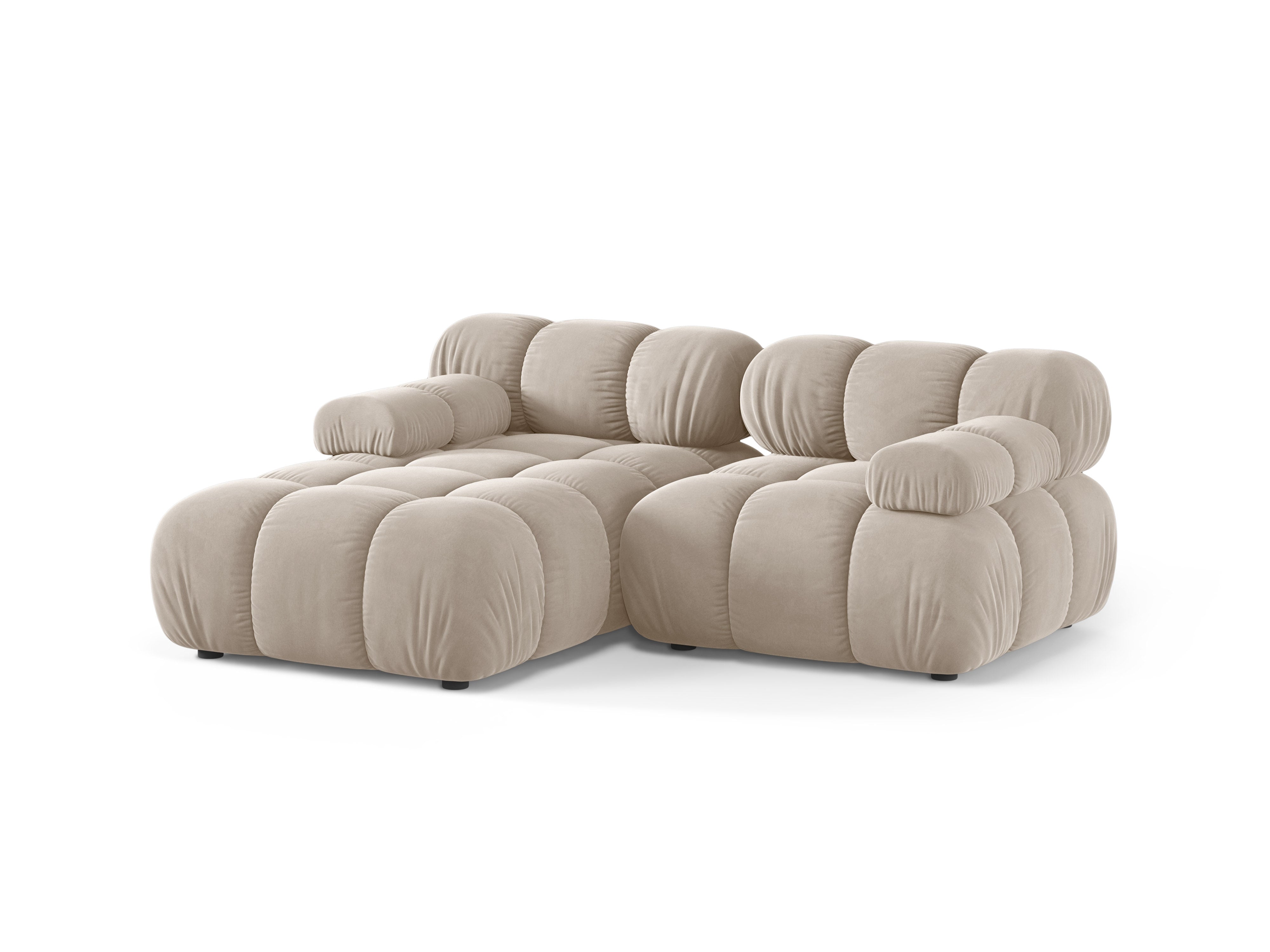 Beige BELLIS 2-zits fluwelen hoekbank links