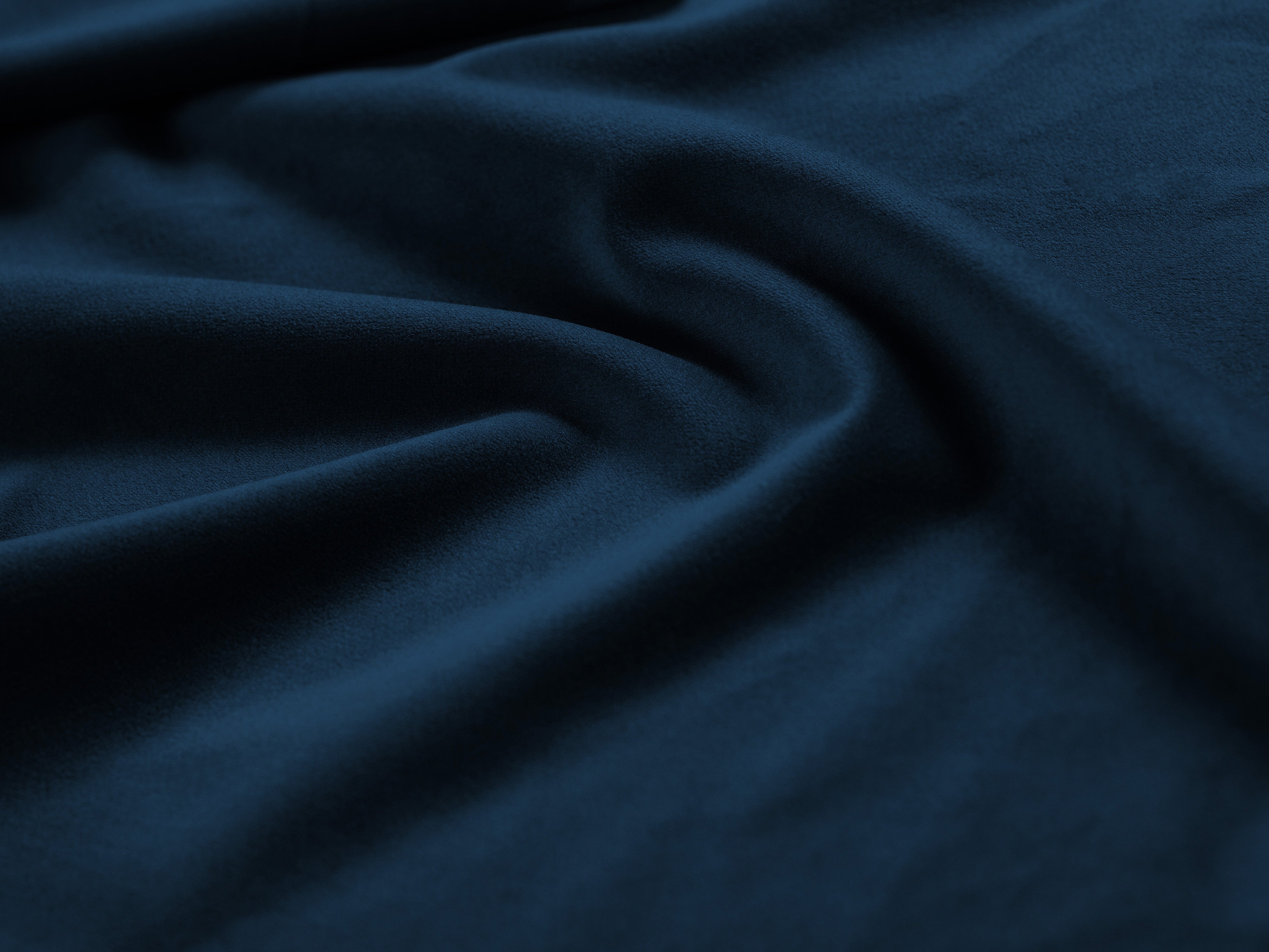 Tweedelige links georiënteerde fluwelen hoekbank BELLIS in koninklijk blauw.