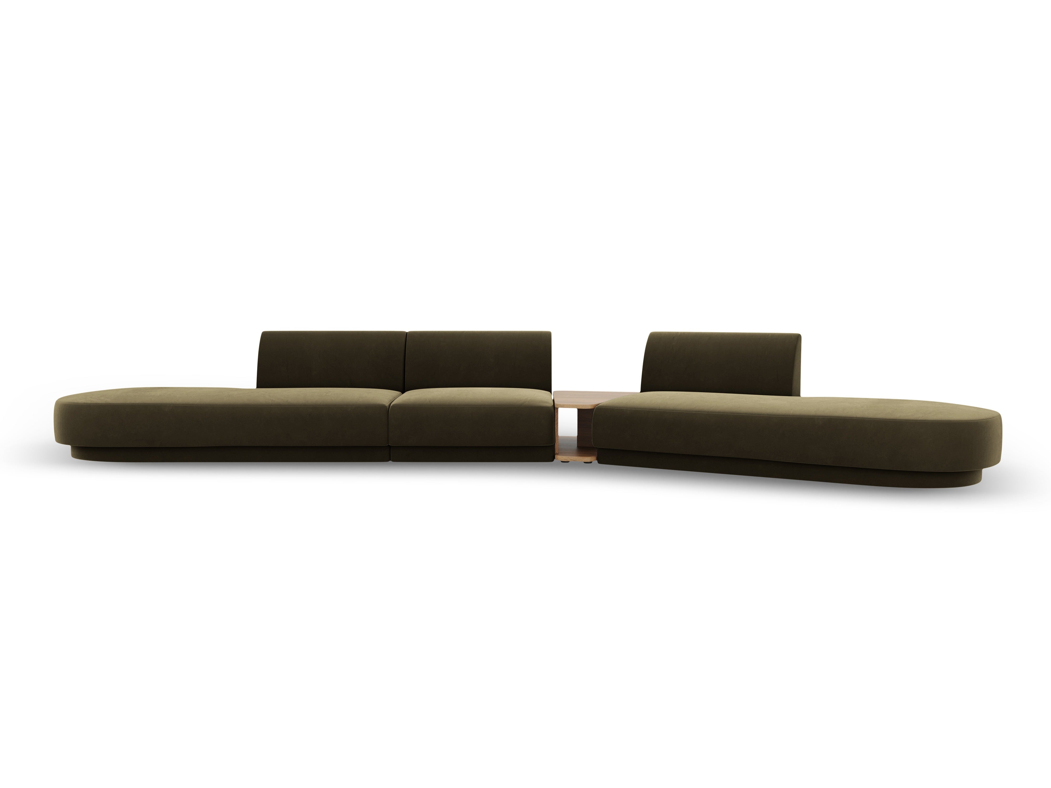 Modulares Sofa mit Tisch, 5-Sitzer, samtig, MILEY, grün