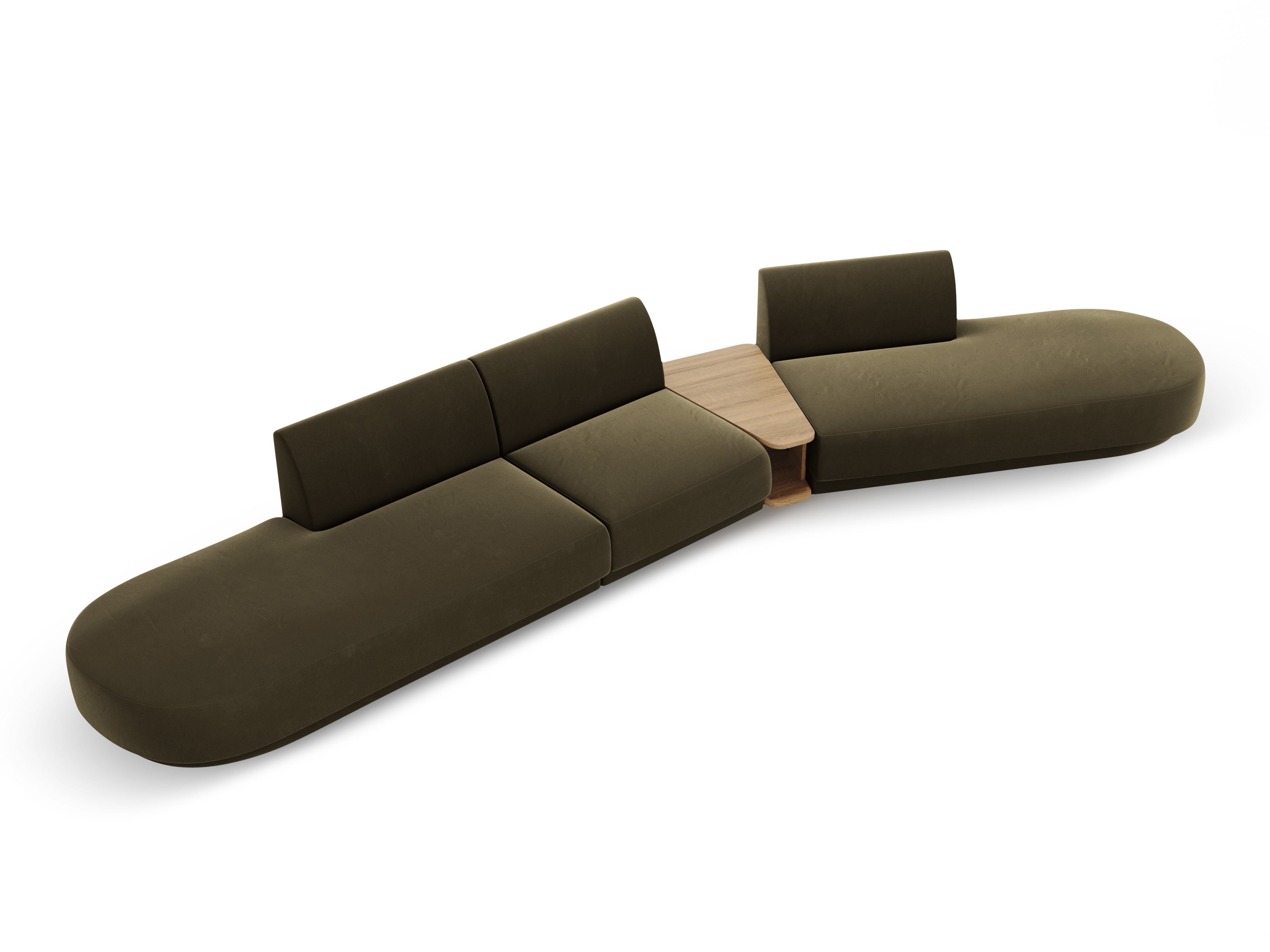 Modulares Sofa mit Tisch, 5-Sitzer, samtig, MILEY, grün