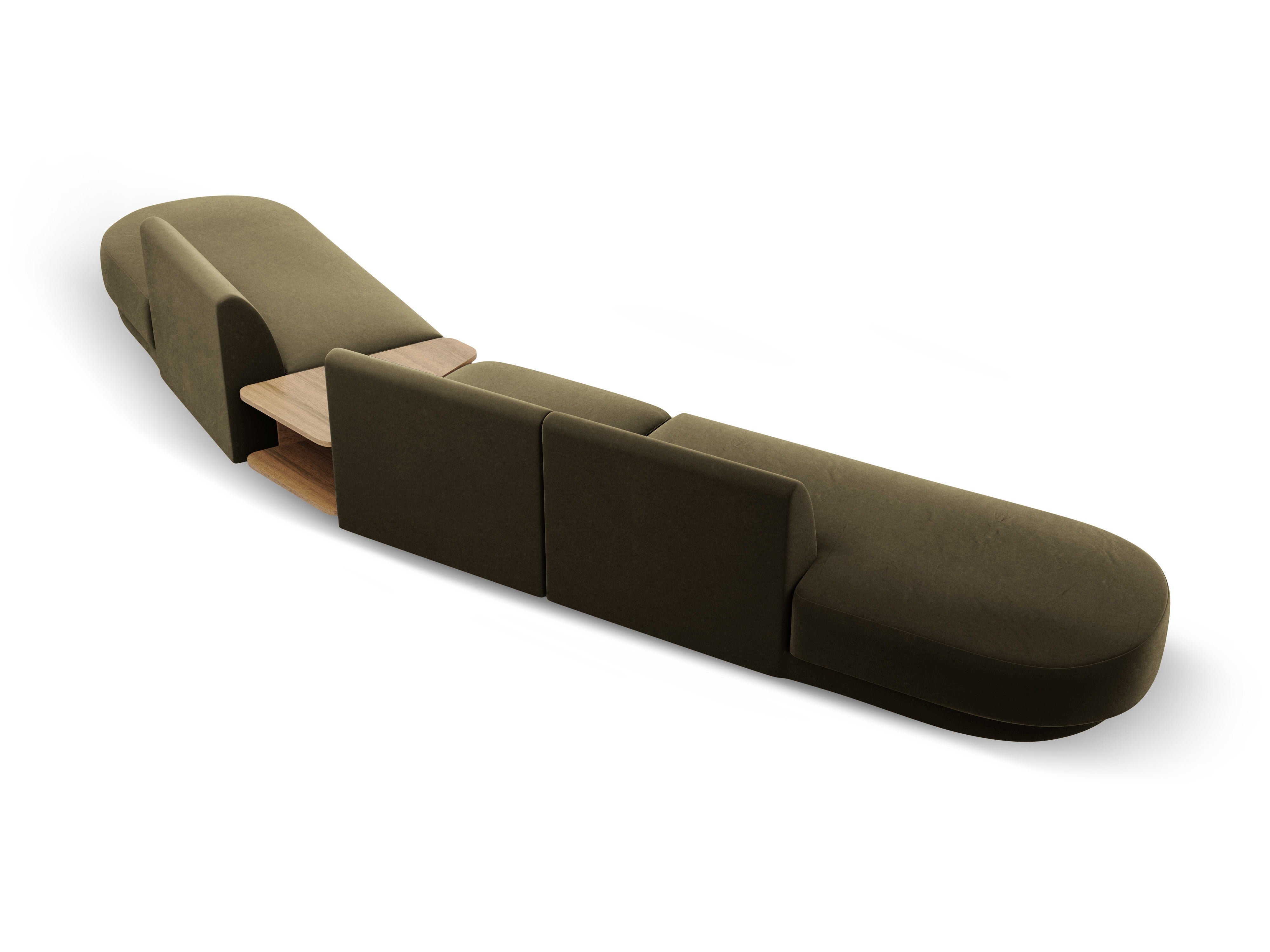 Modulares Sofa mit Tisch, 5-Sitzer, samtig, MILEY, grün