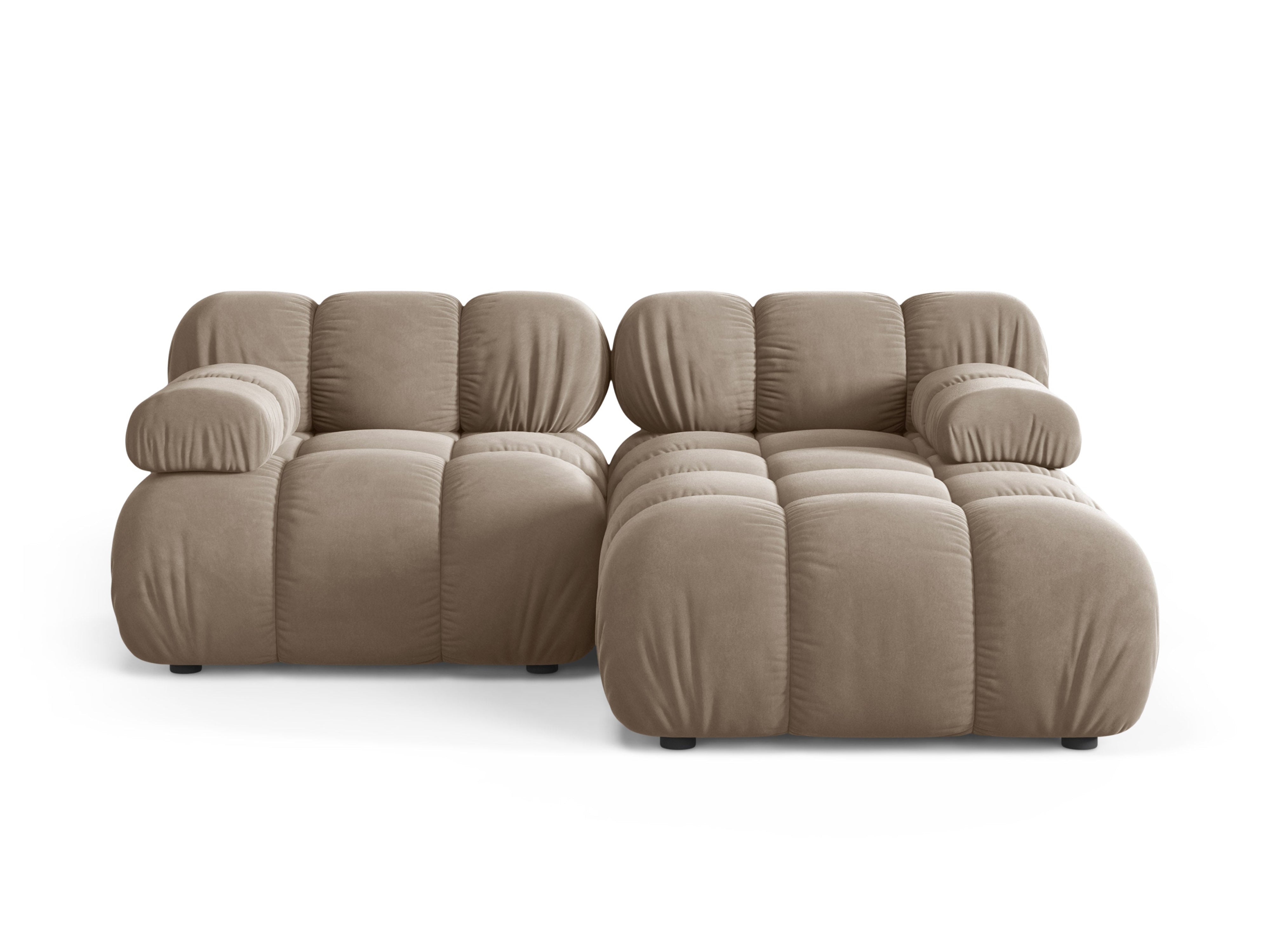 Velvet hoekbank voor 2 personen, rechts BELLIS cappuccino
