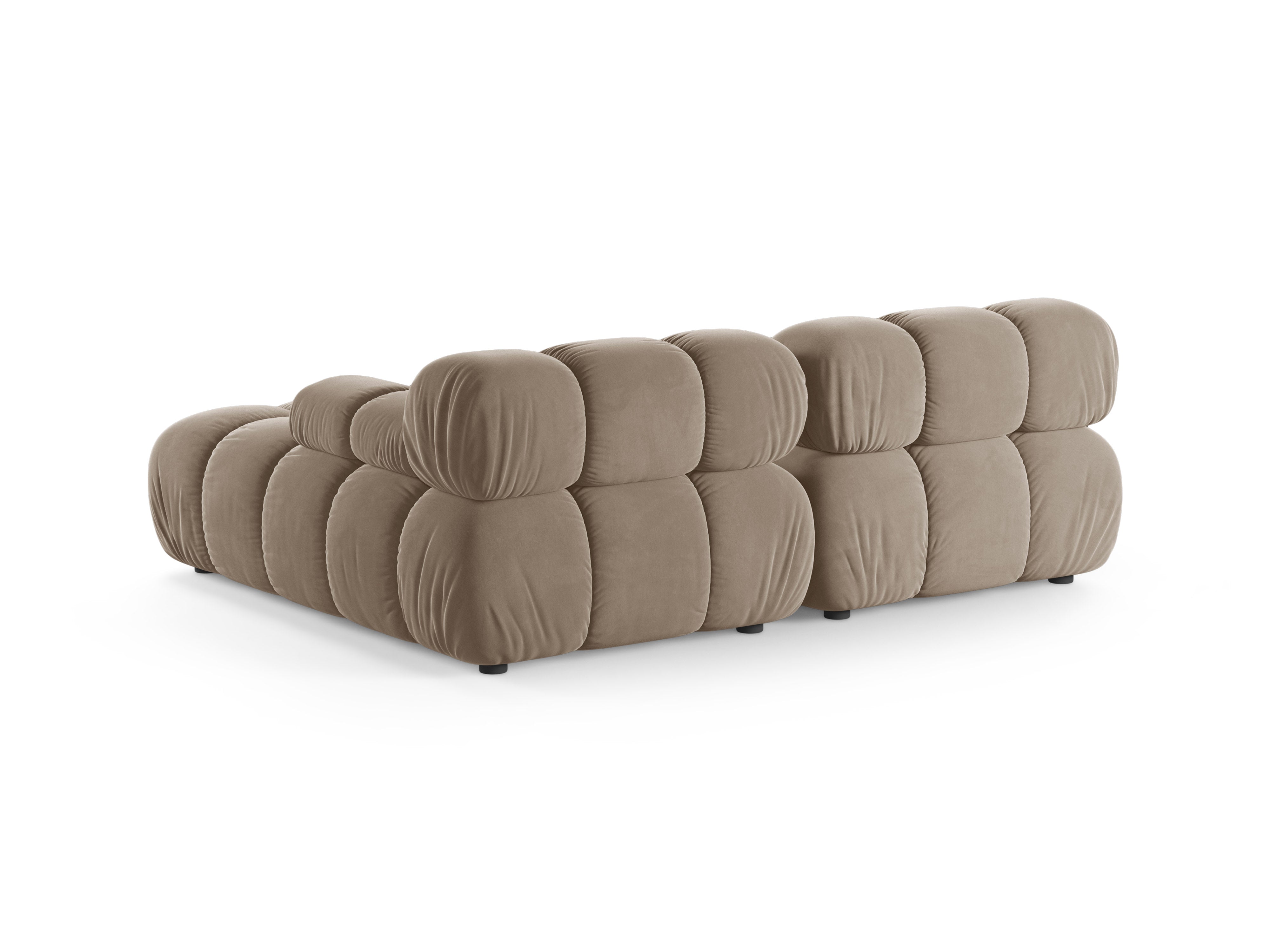 Velvet hoekbank voor 2 personen, rechts BELLIS cappuccino