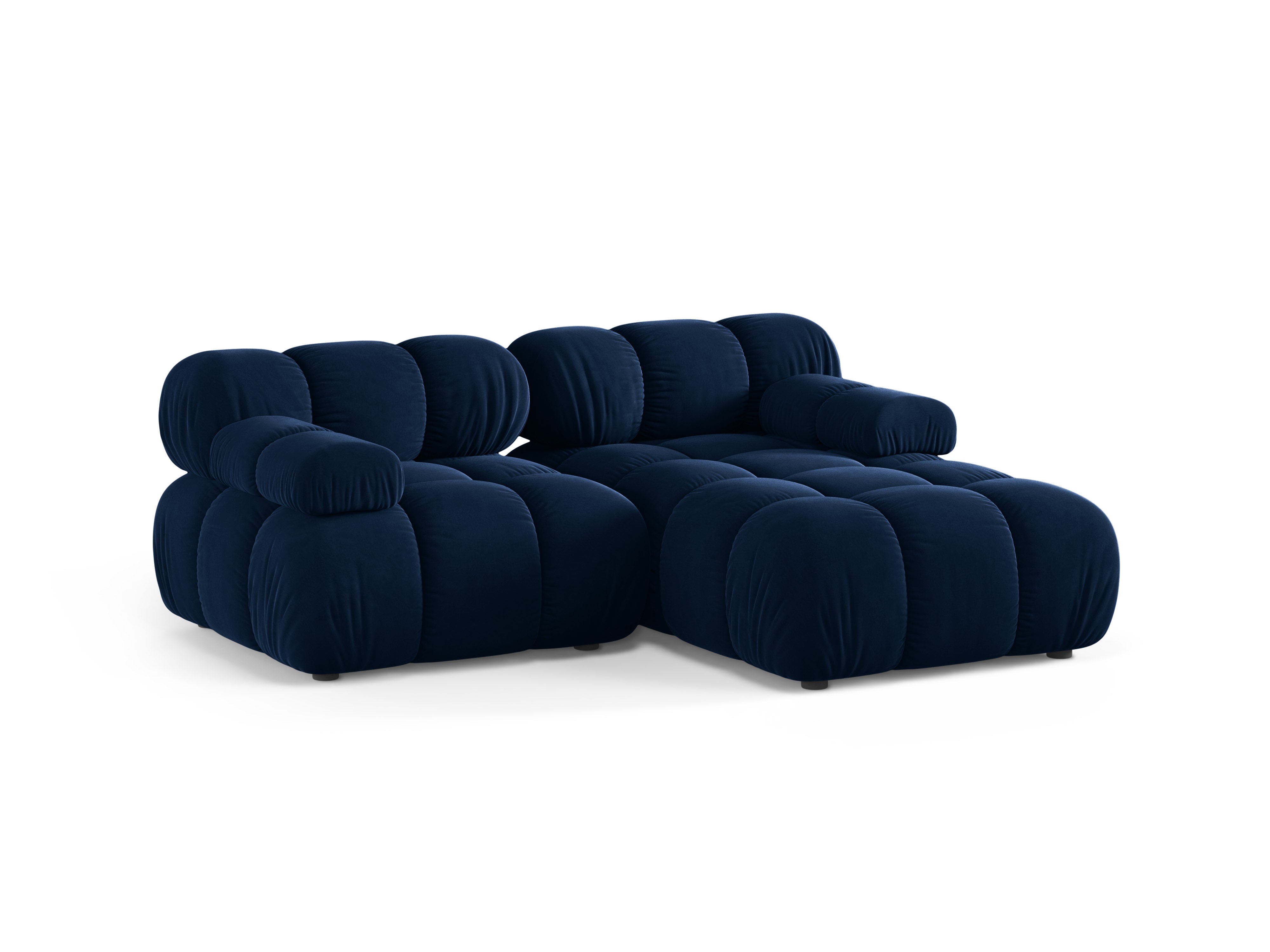 Tweedbank 2-zits fluwelen hoekbank rechts BELLIS koninklijk blauw