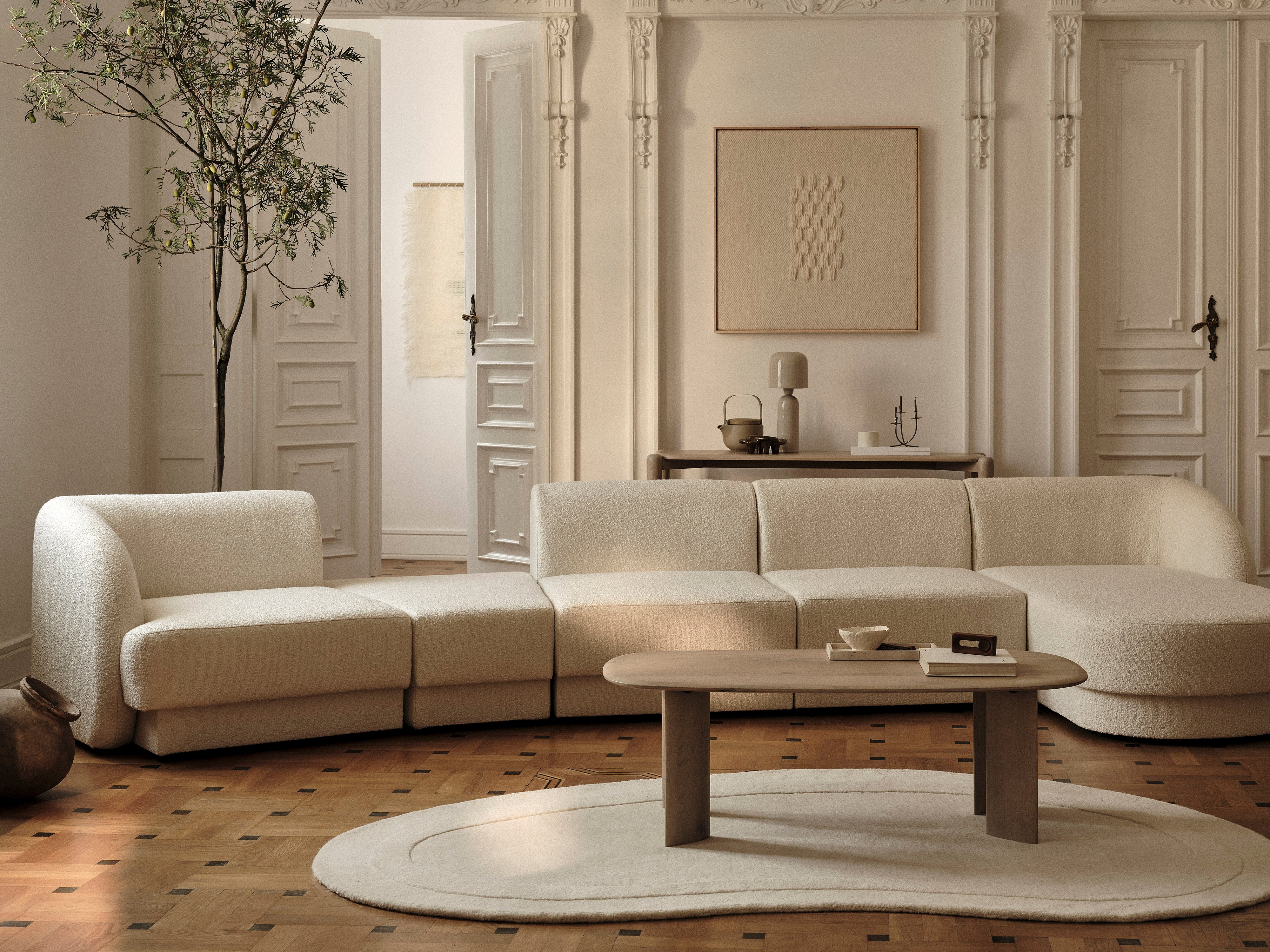 Samt-Ecksofa für 6 Personen in U-Form links MILEY beige