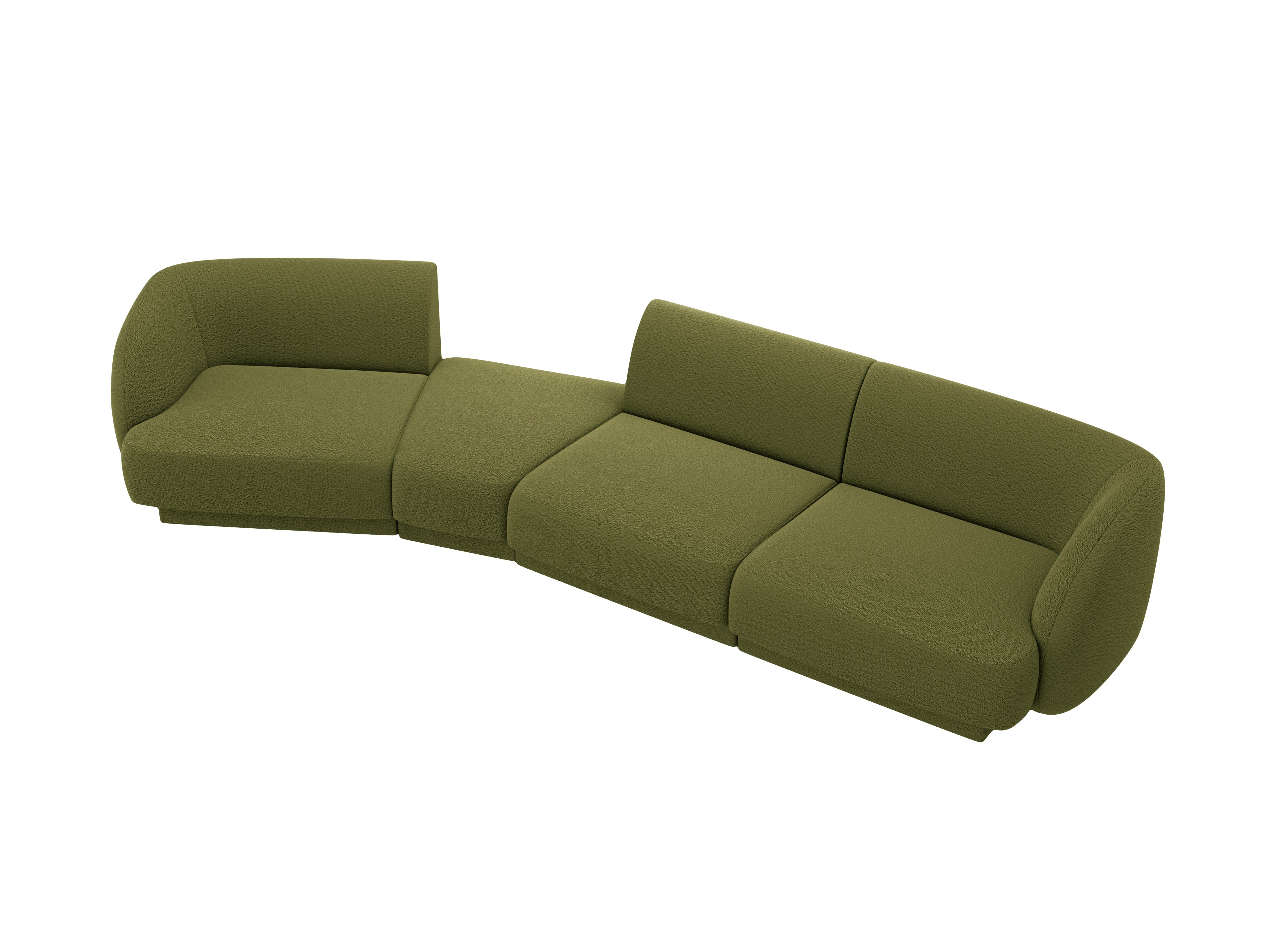 Left-facing modular sofa for 6 people MILEY green boucle