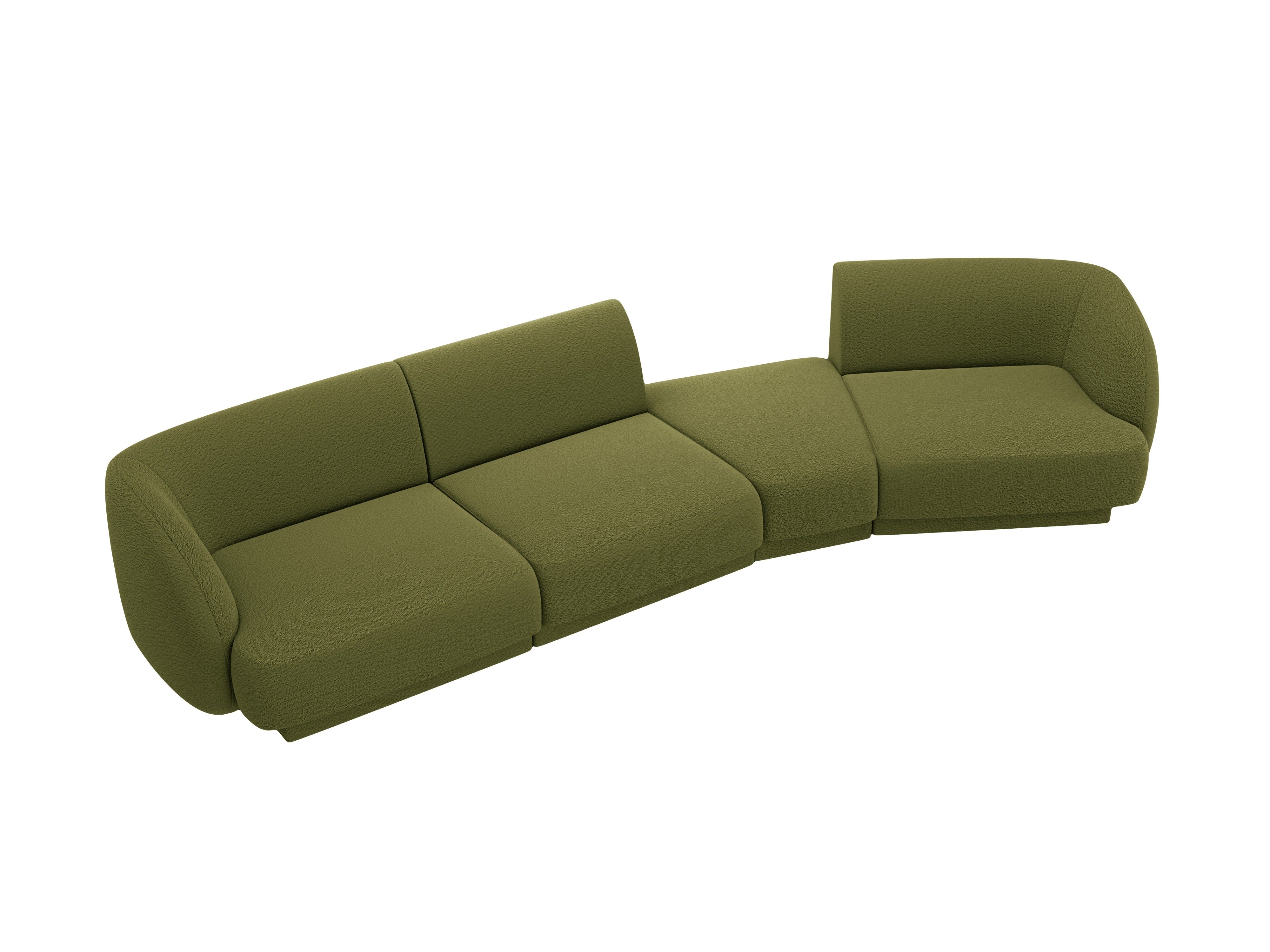 Right-facing modular sofa for 6 people MILEY green boucle