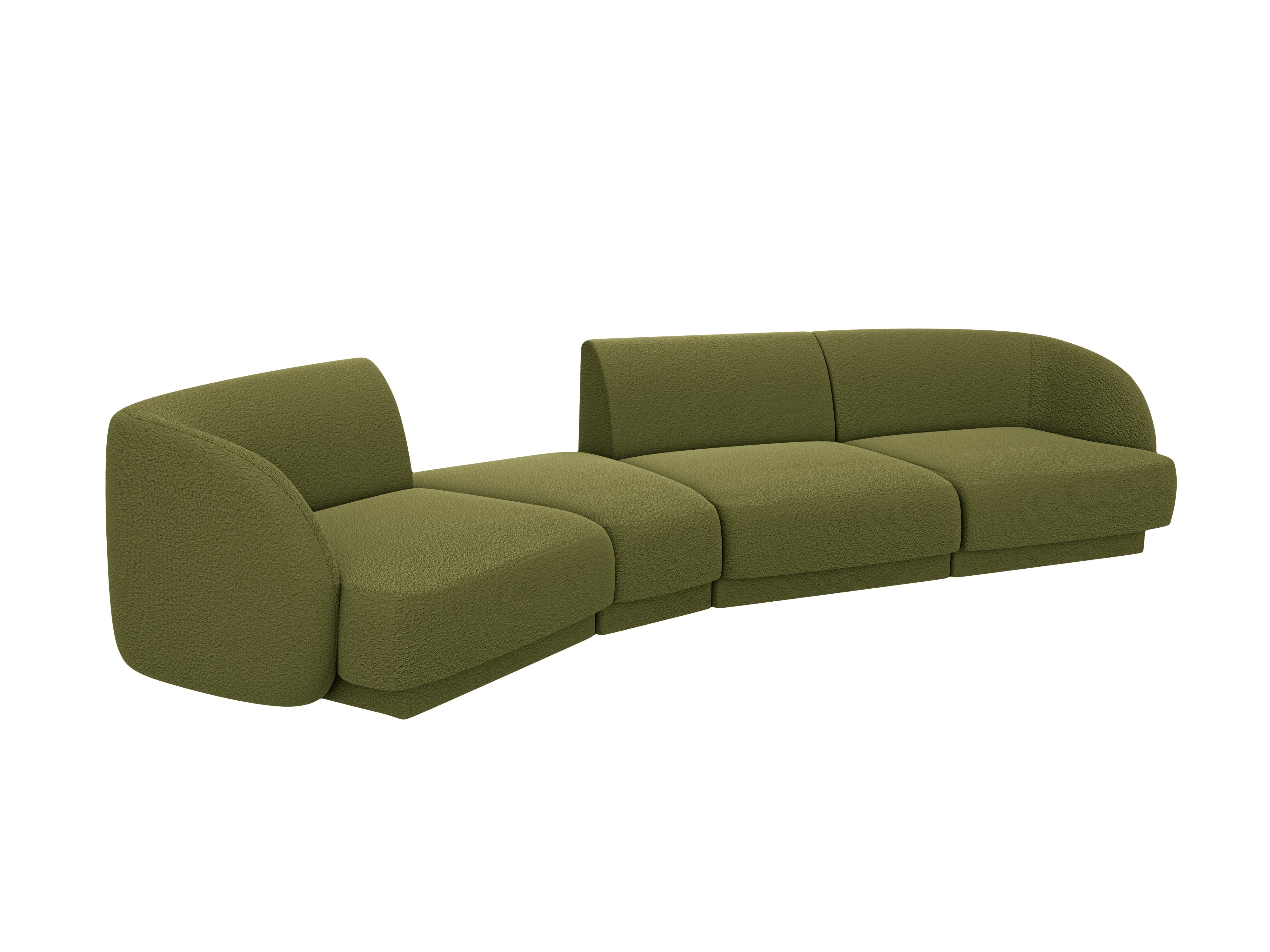 Left-facing modular sofa for 6 people MILEY green boucle
