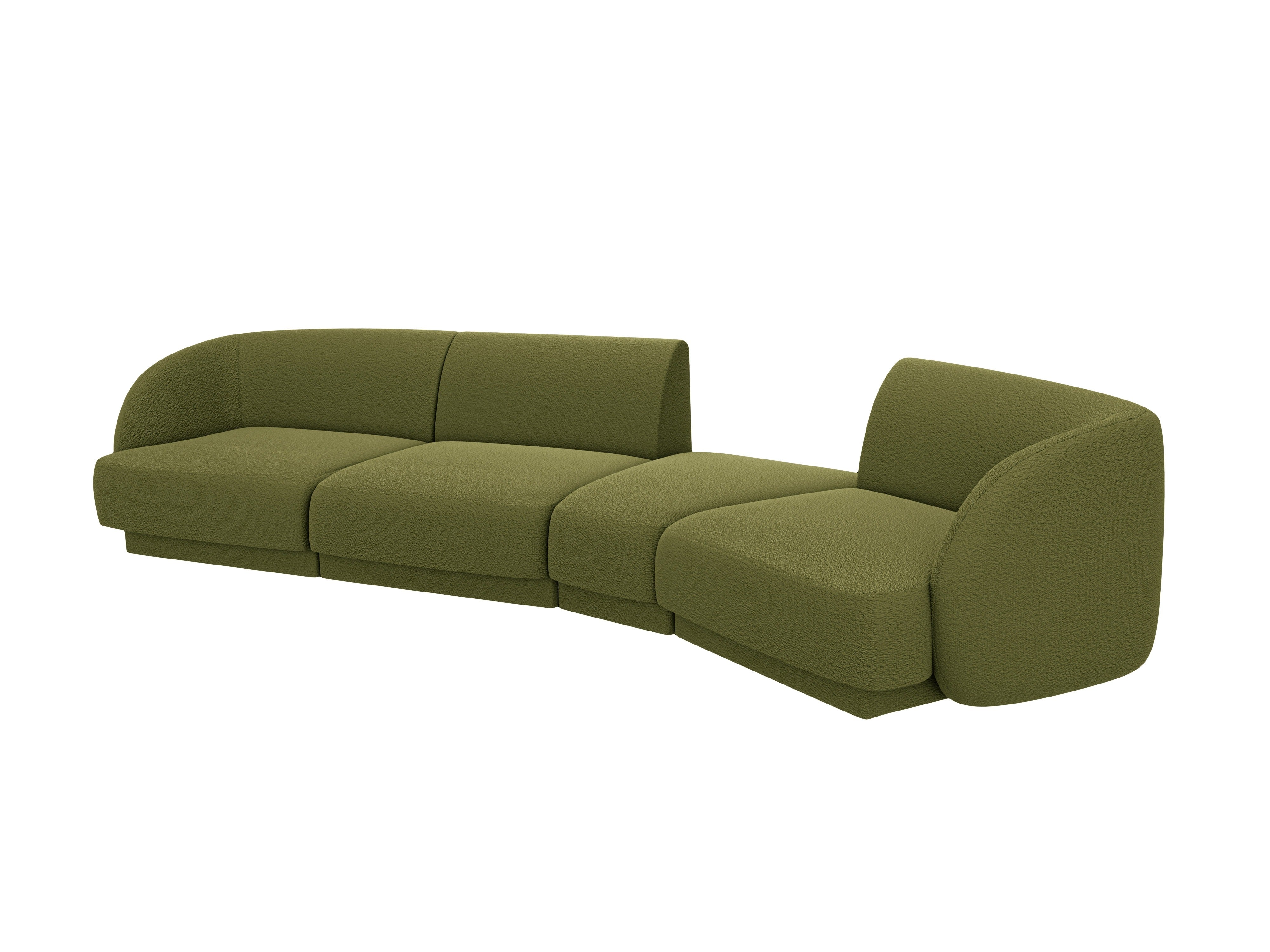 Right-facing modular sofa for 6 people MILEY green boucle