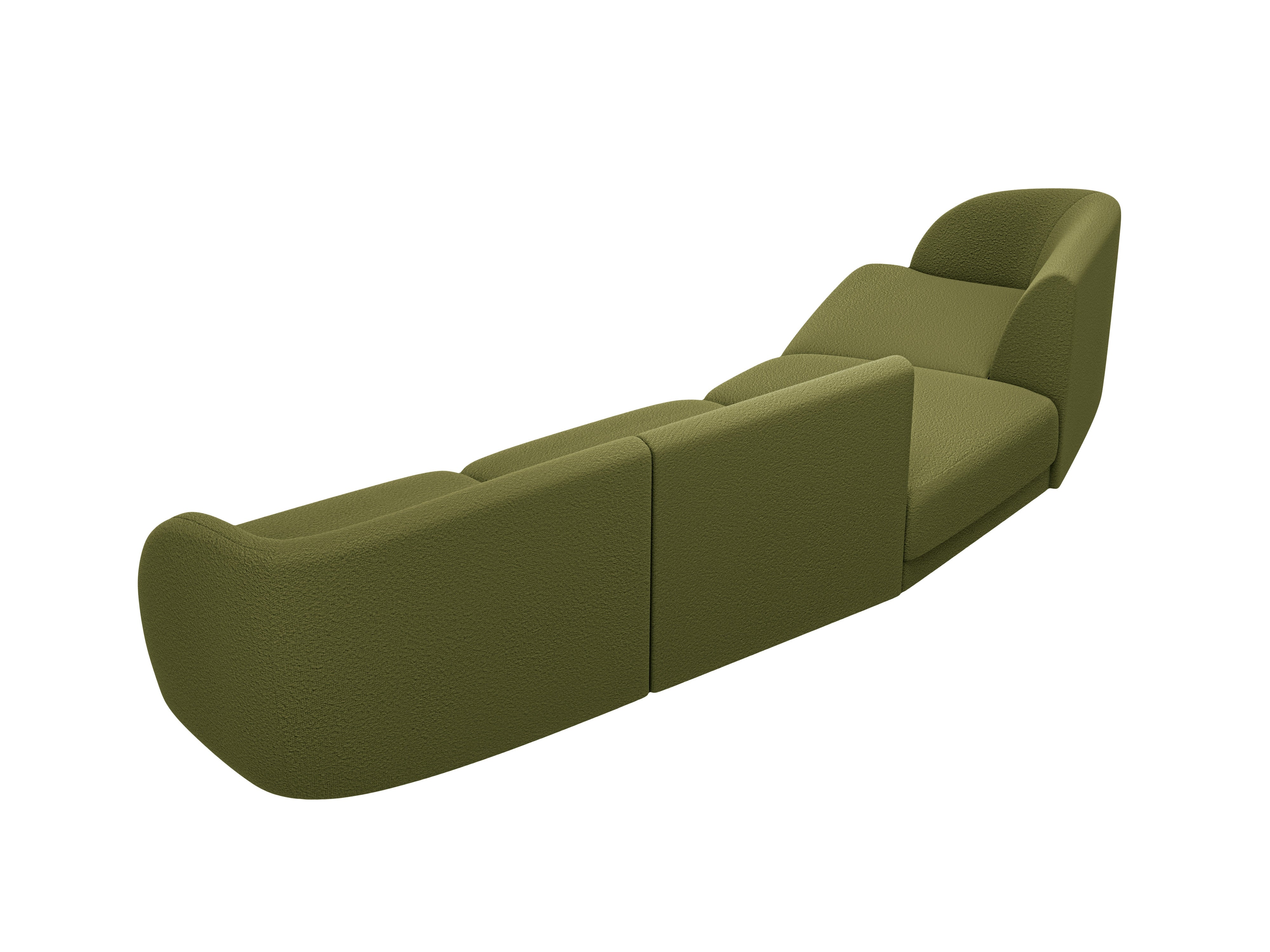 Left-facing modular sofa for 6 people MILEY green boucle