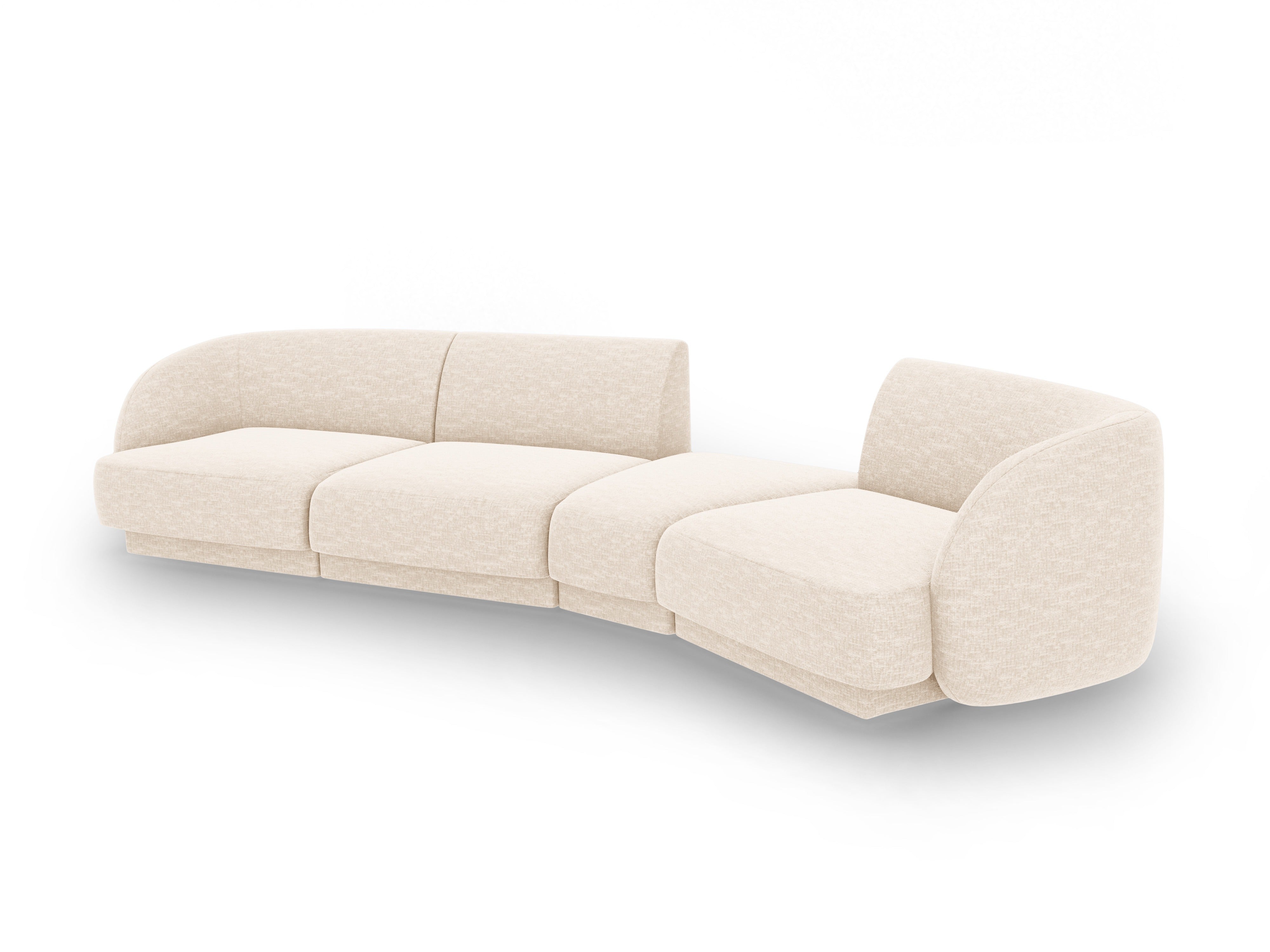 Right-facing modular sofa for 6 people MILEY light beige silky chenille
