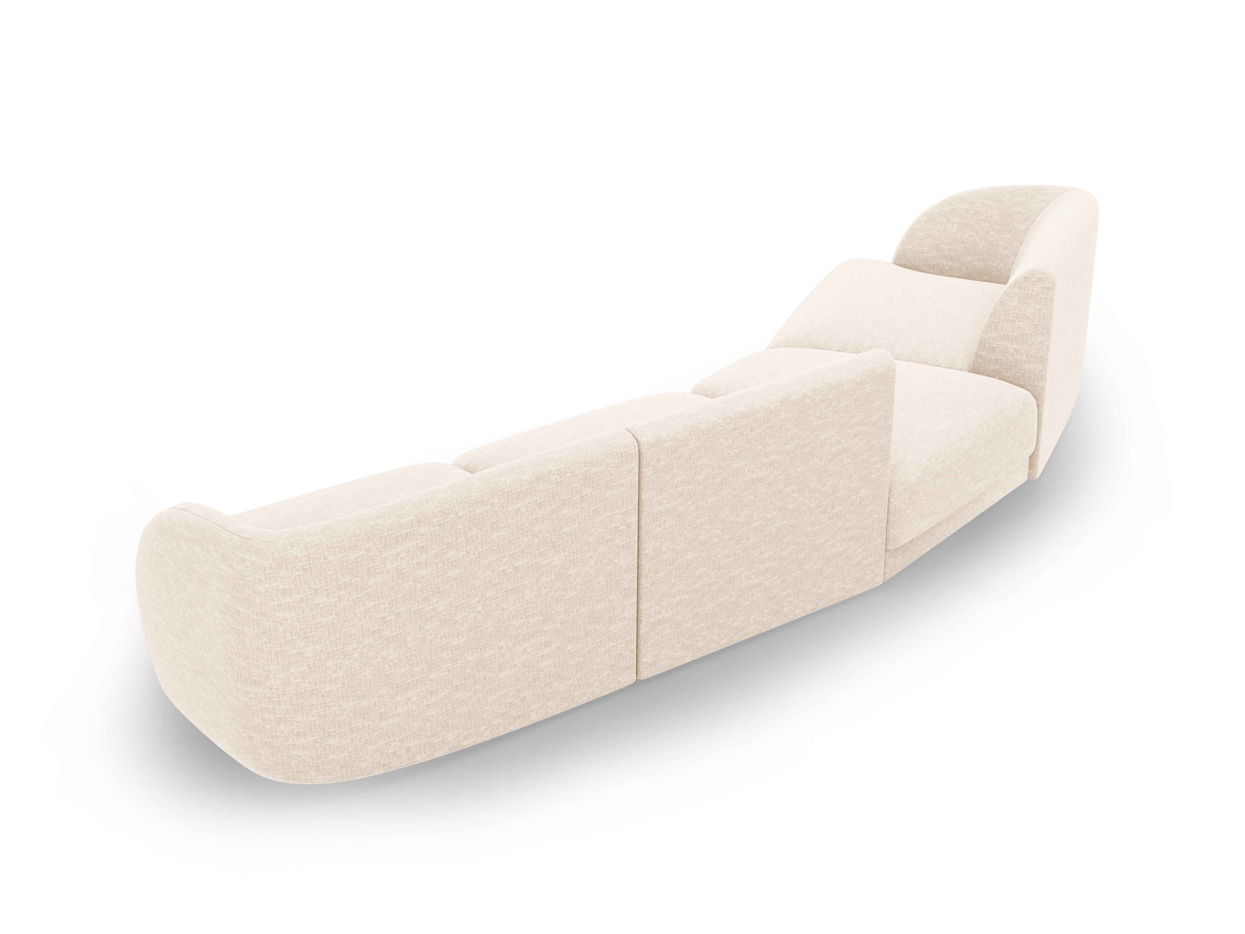 Left-facing modular sofa for 6 people MILEY light beige silky chenille