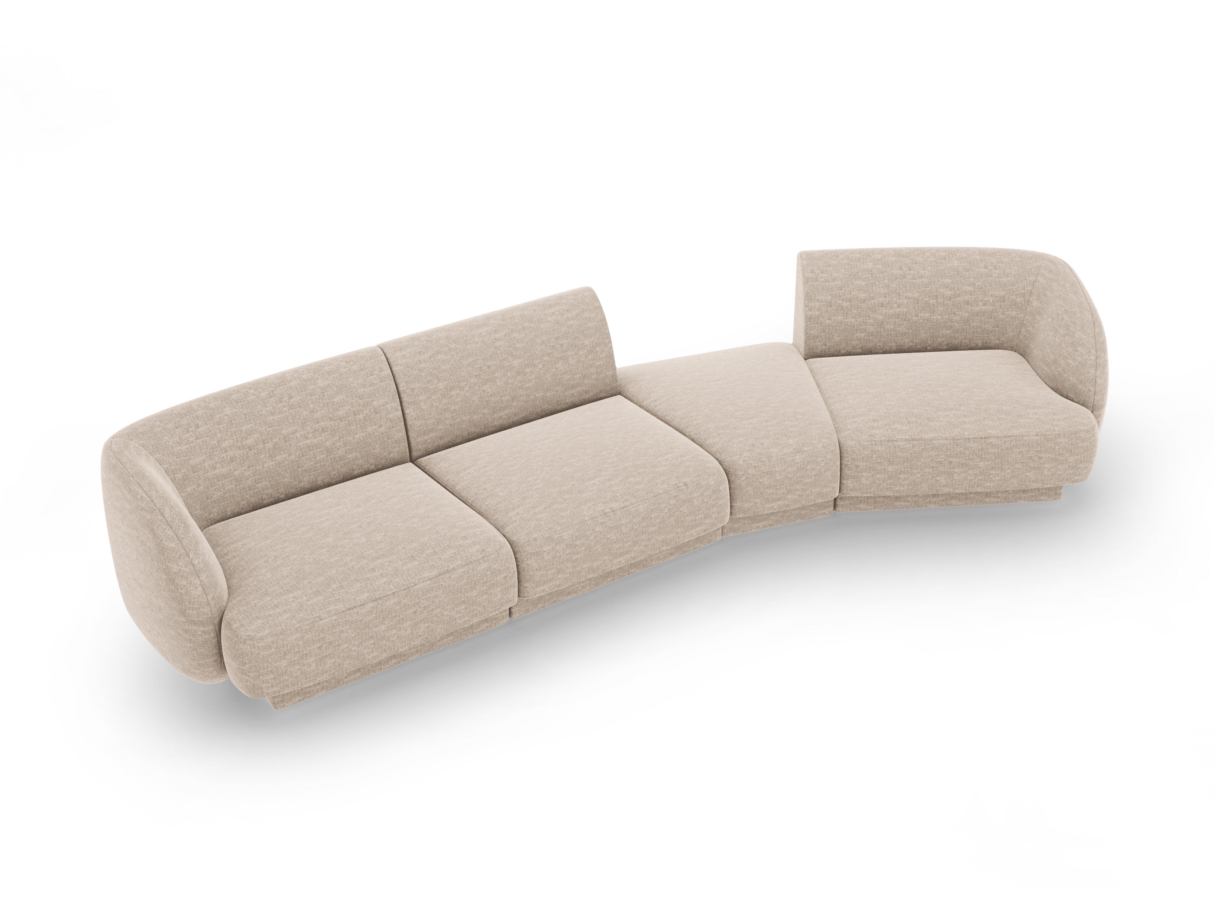 Right-facing modular sofa for 6 people MILEY beige silky chenille