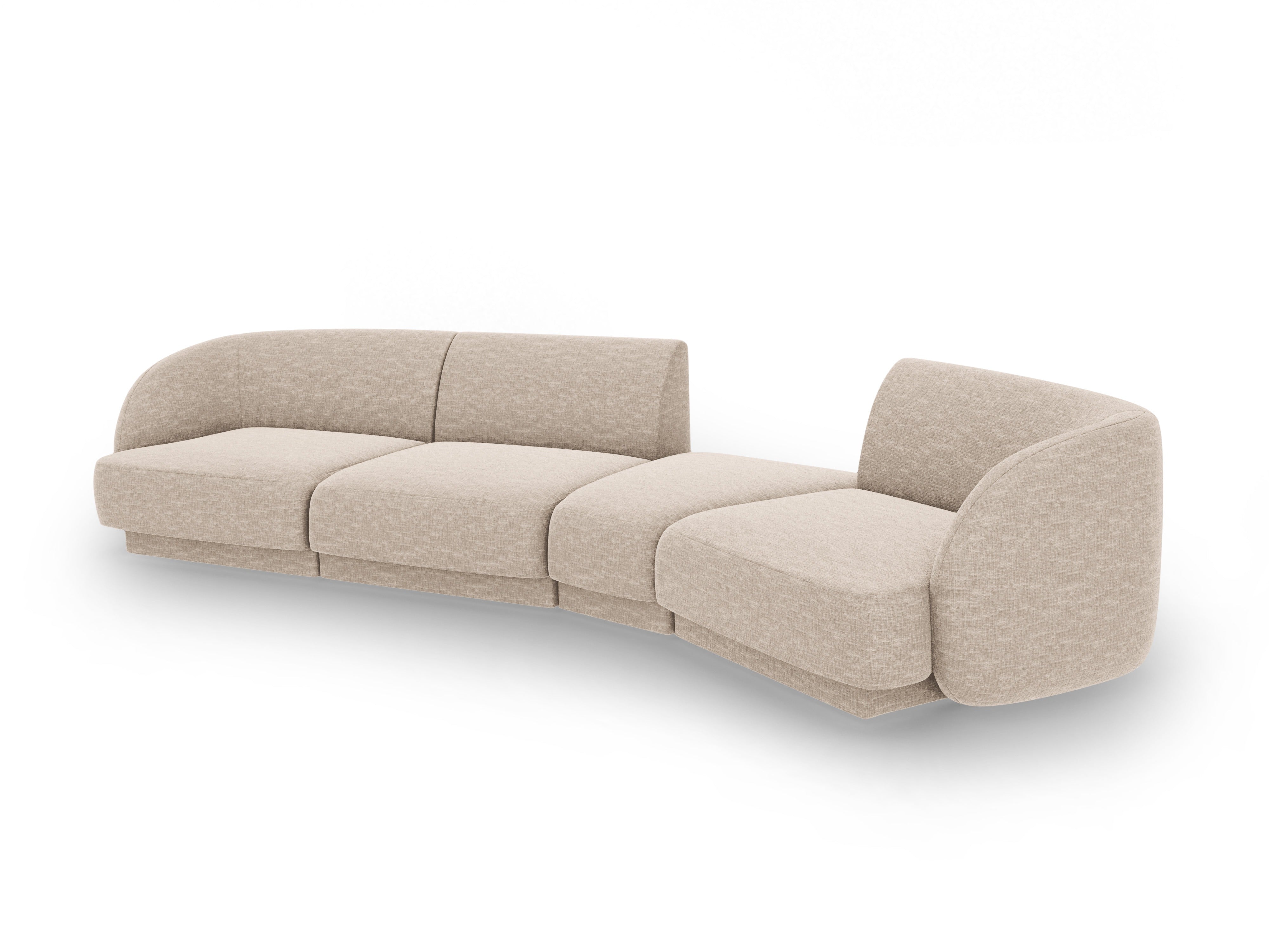 Right-facing modular sofa for 6 people MILEY beige silky chenille