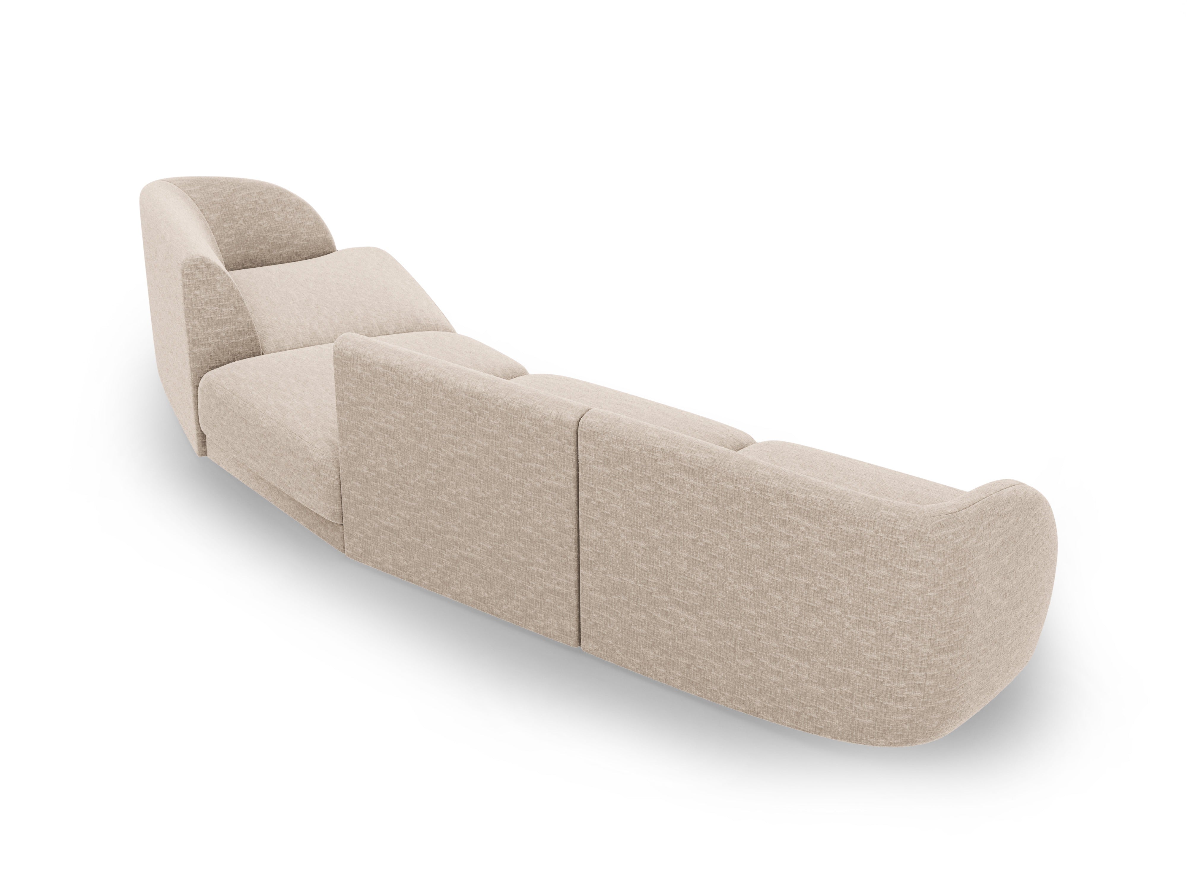 Right-facing modular sofa for 6 people MILEY beige silky chenille