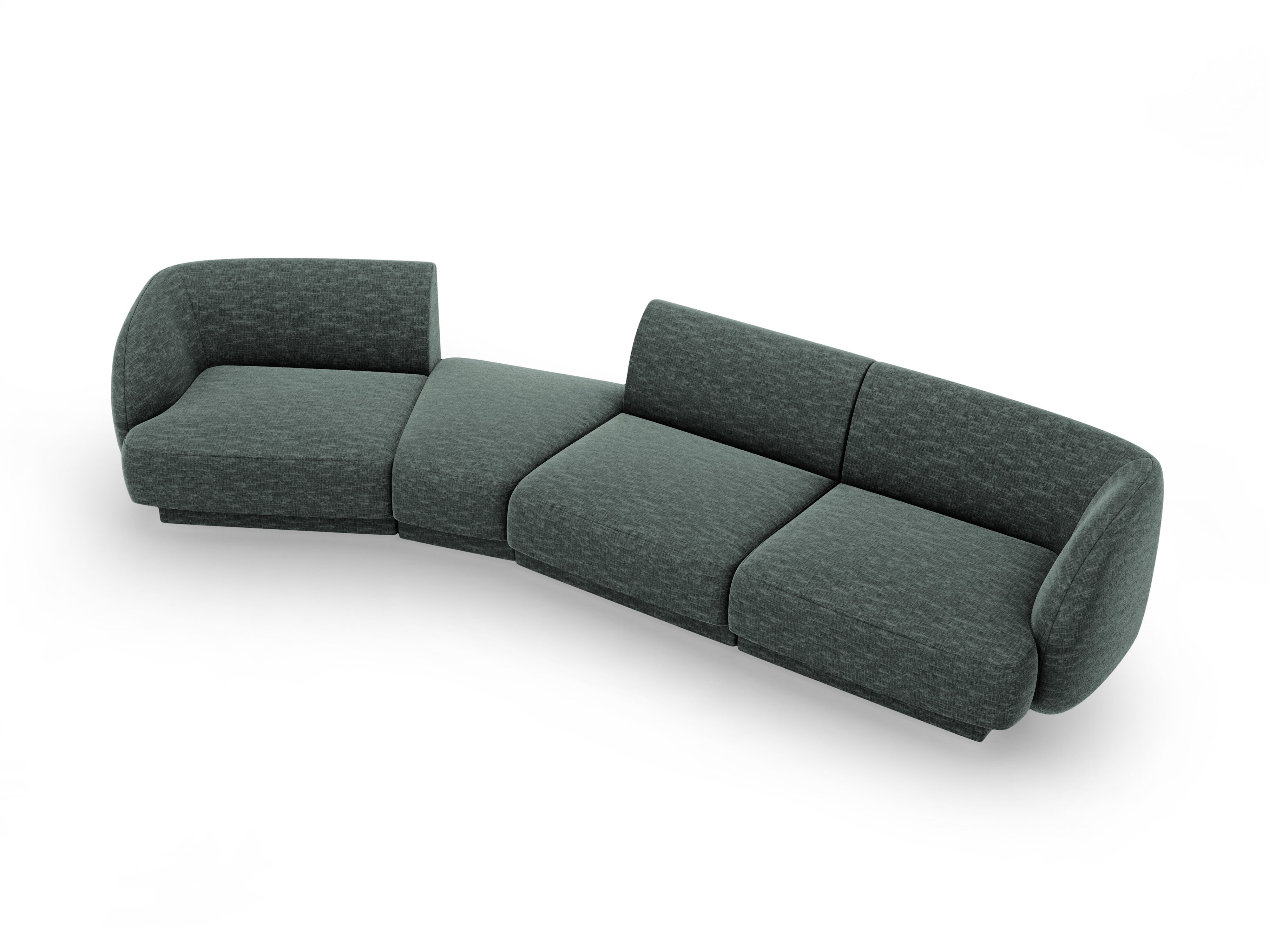 Left-facing modular sofa for 6 people MILEY petrol silky chenille