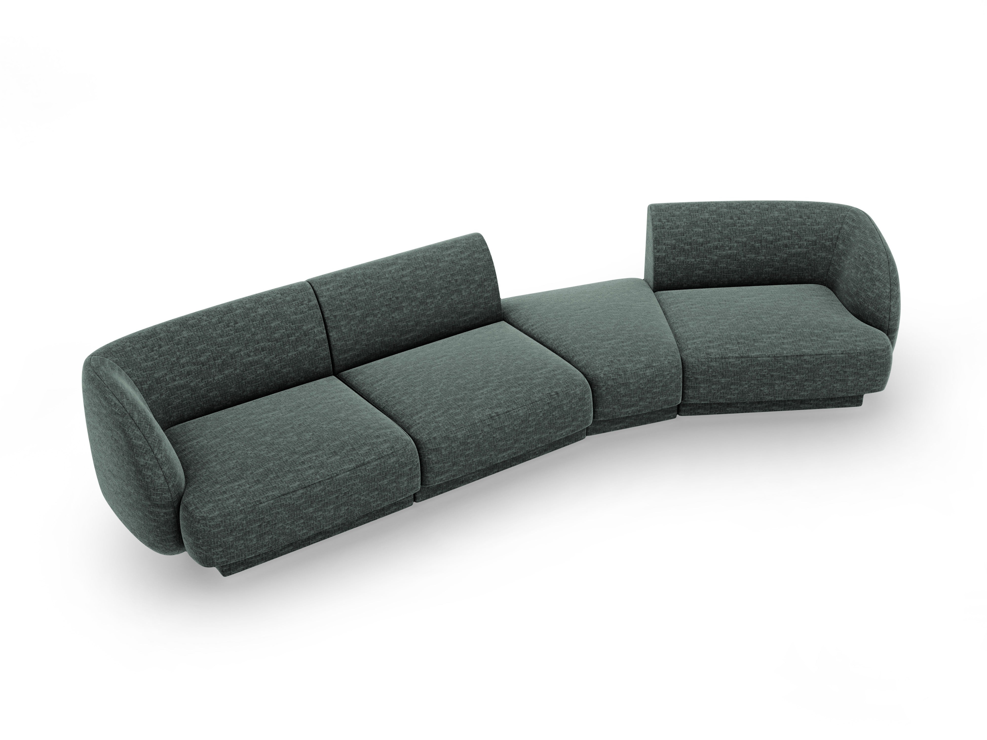 Right-facing modular sofa for 6 people MILEY petrol silky chenille