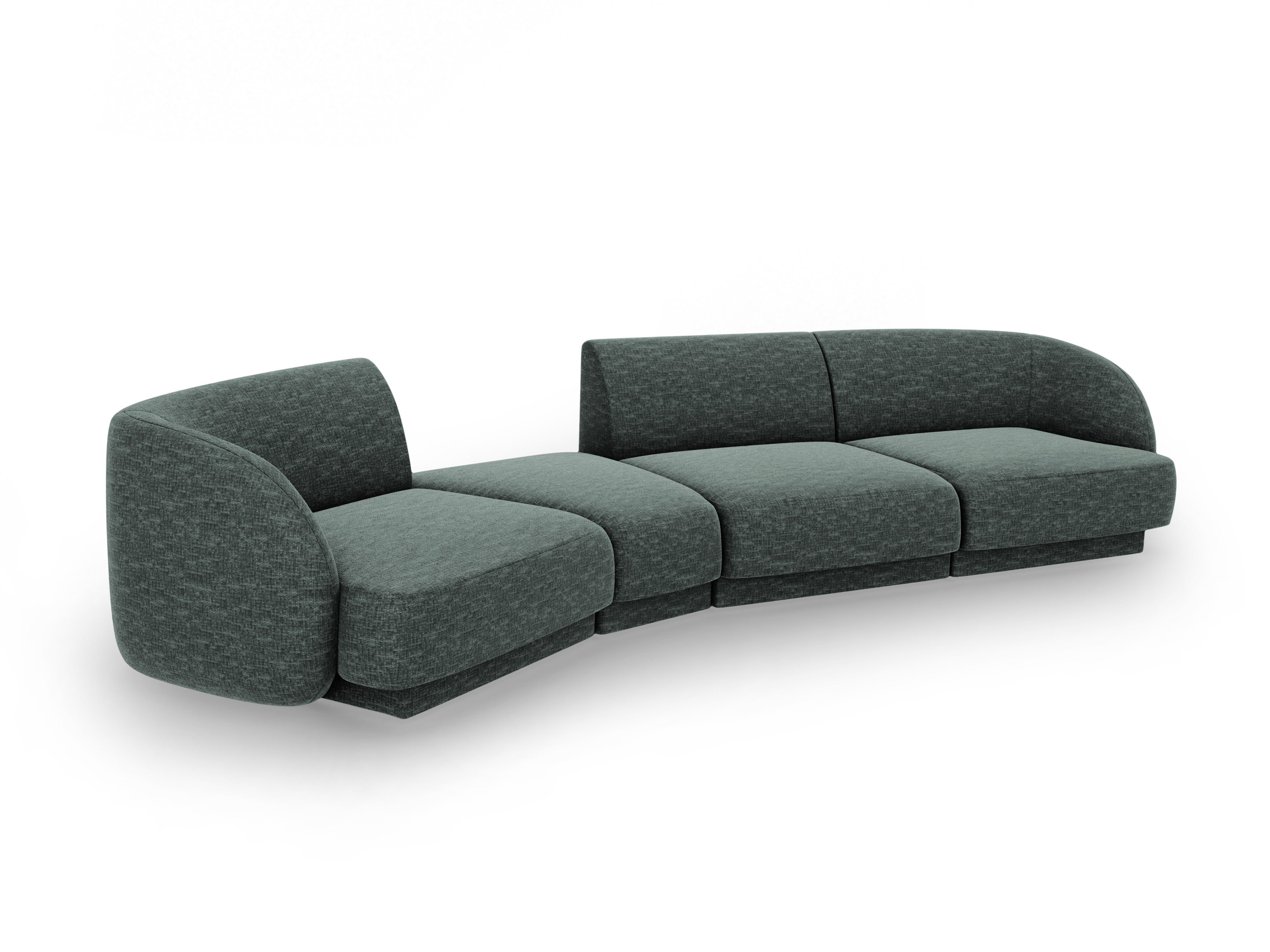 Left-facing modular sofa for 6 people MILEY petrol silky chenille
