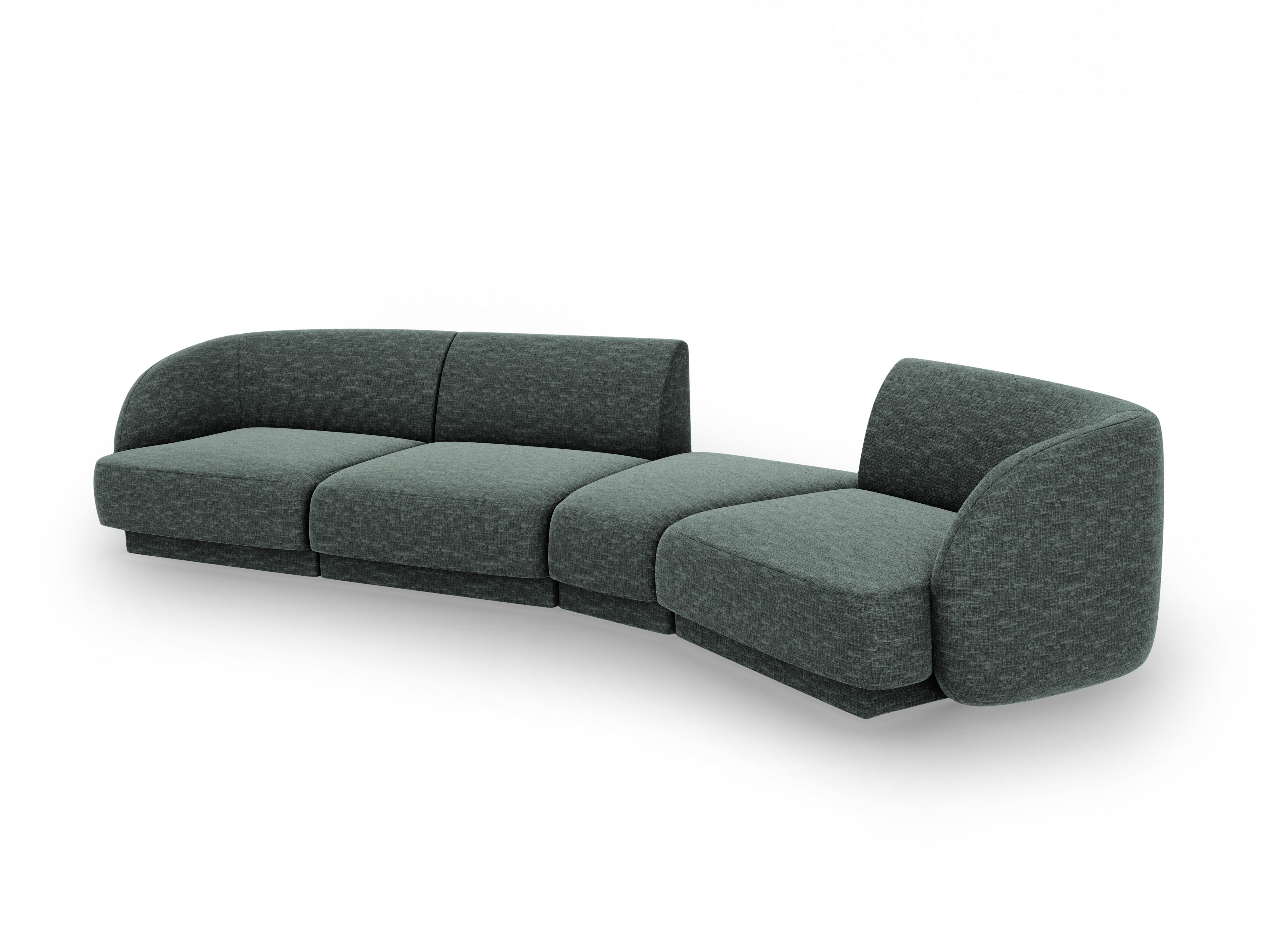 Right-facing modular sofa for 6 people MILEY petrol silky chenille
