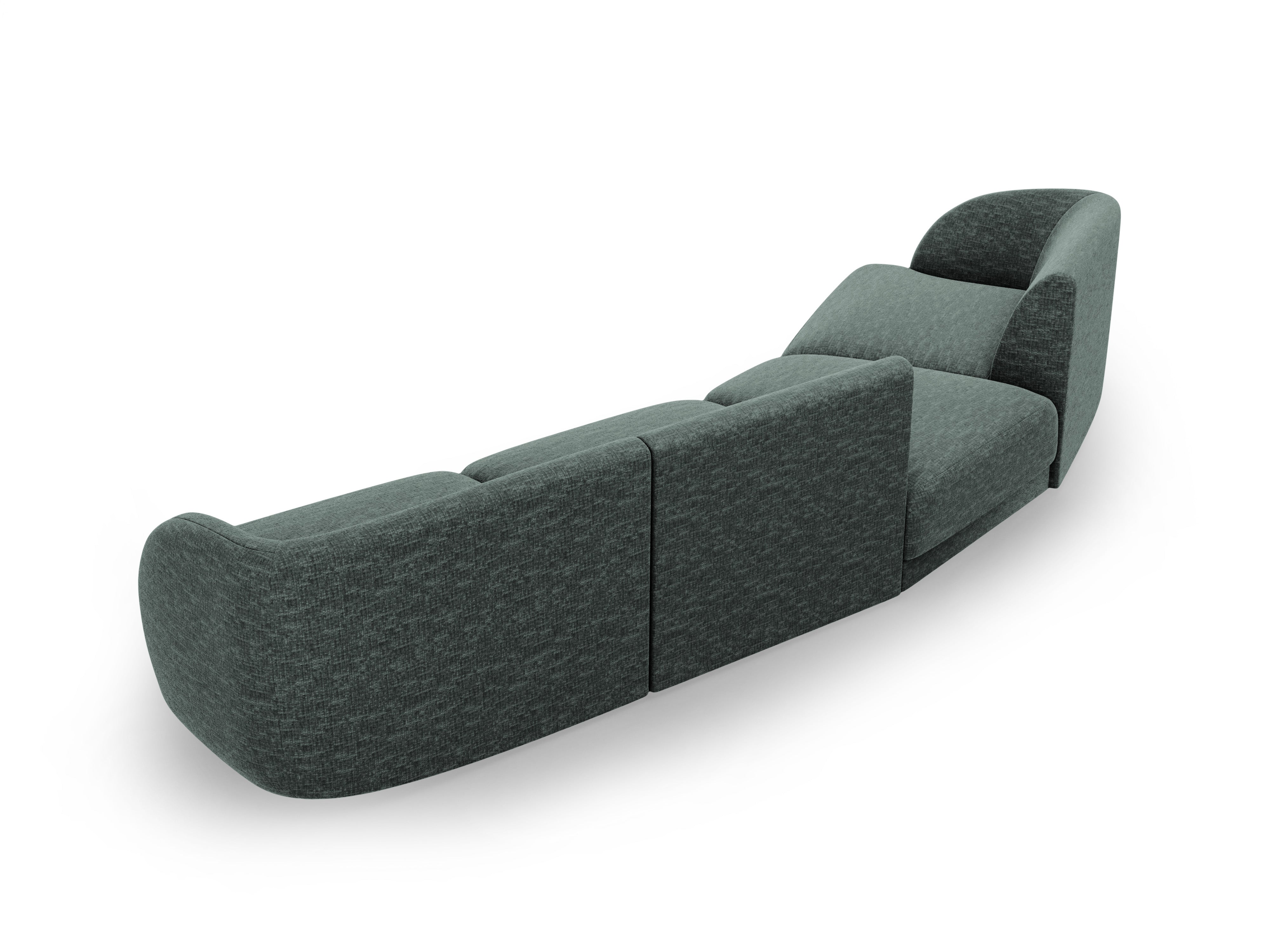 Left-facing modular sofa for 6 people MILEY petrol silky chenille