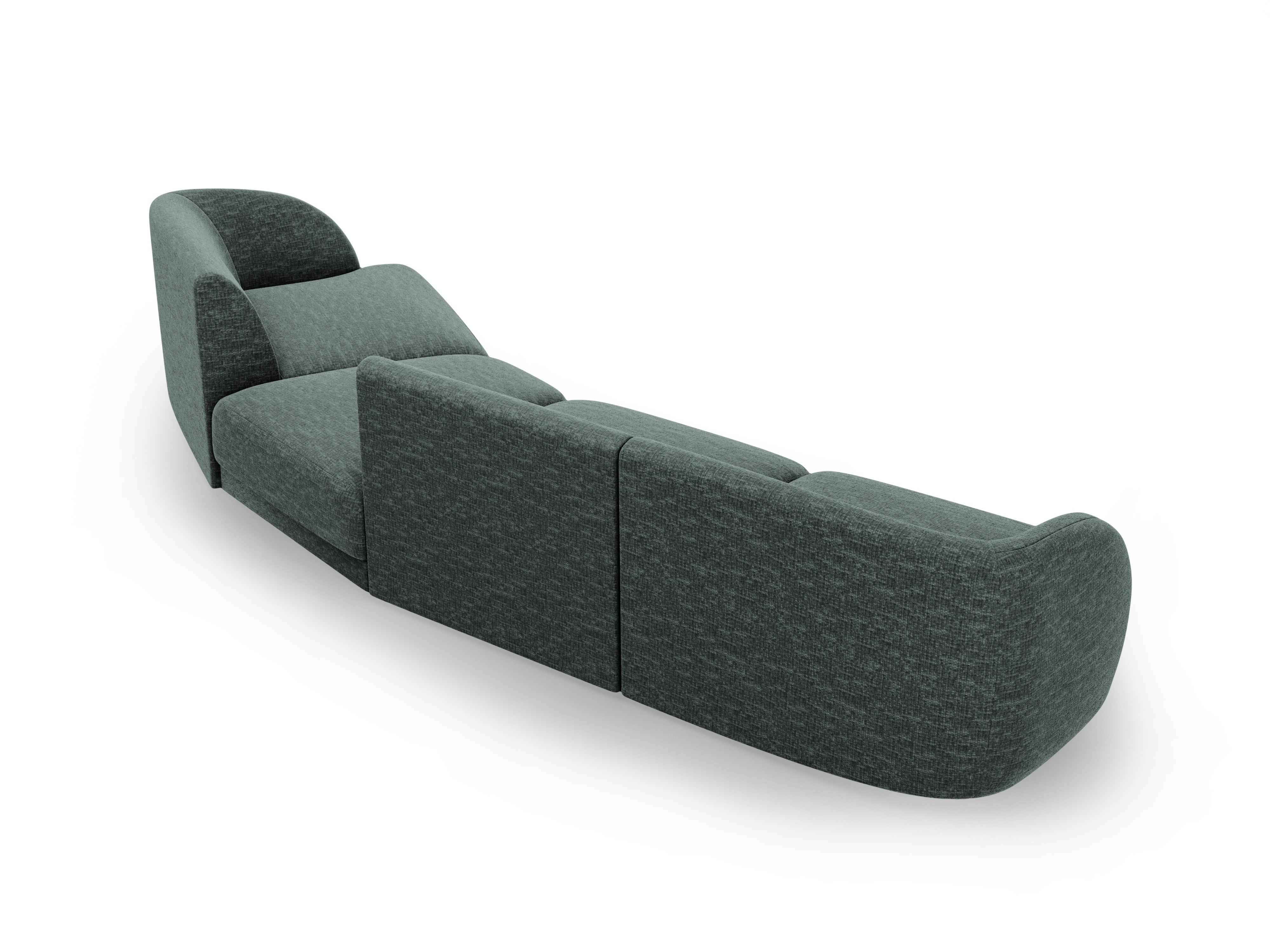 Right-facing modular sofa for 6 people MILEY petrol silky chenille