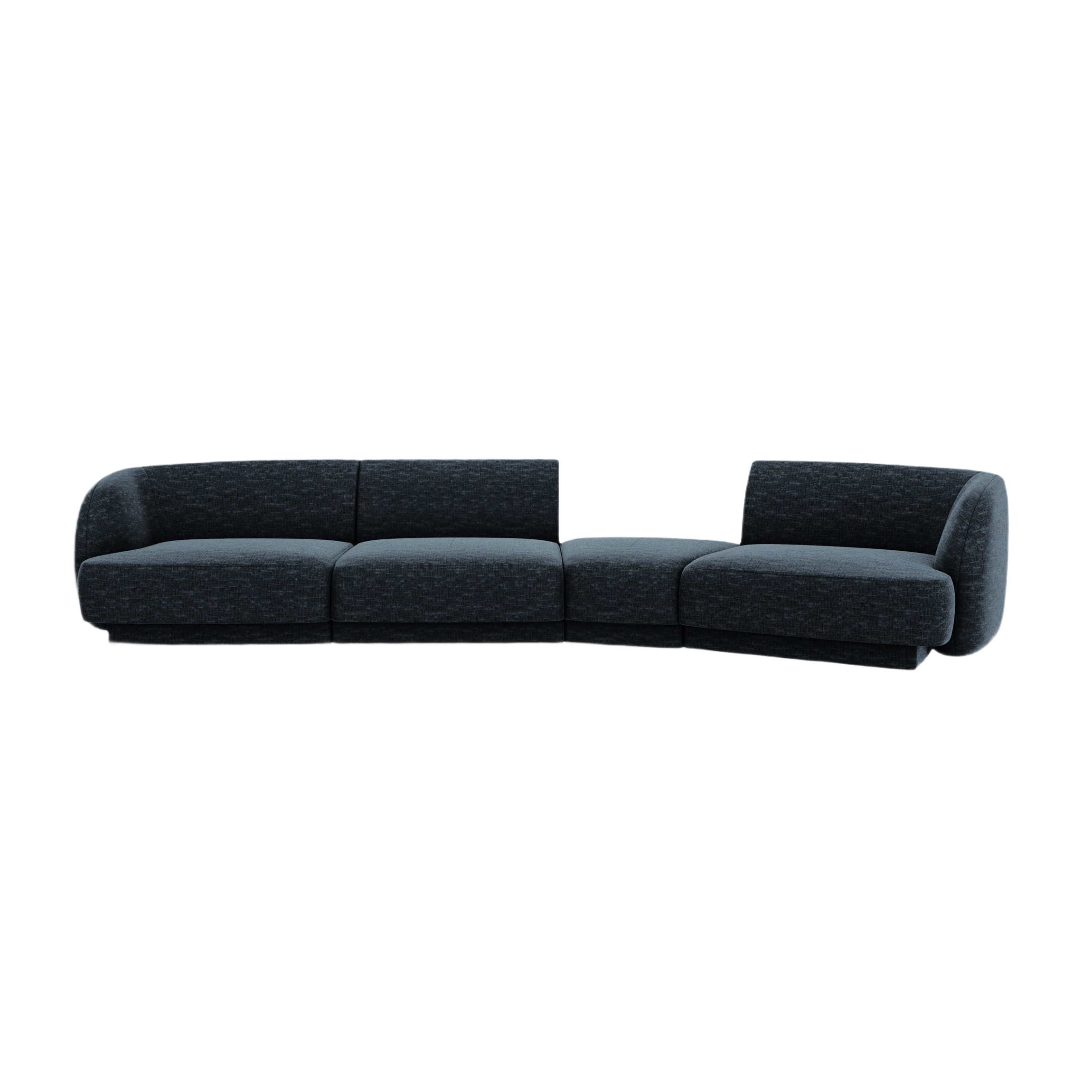 Right-facing modular sofa for 6 people MILEY royal blue silky chenille