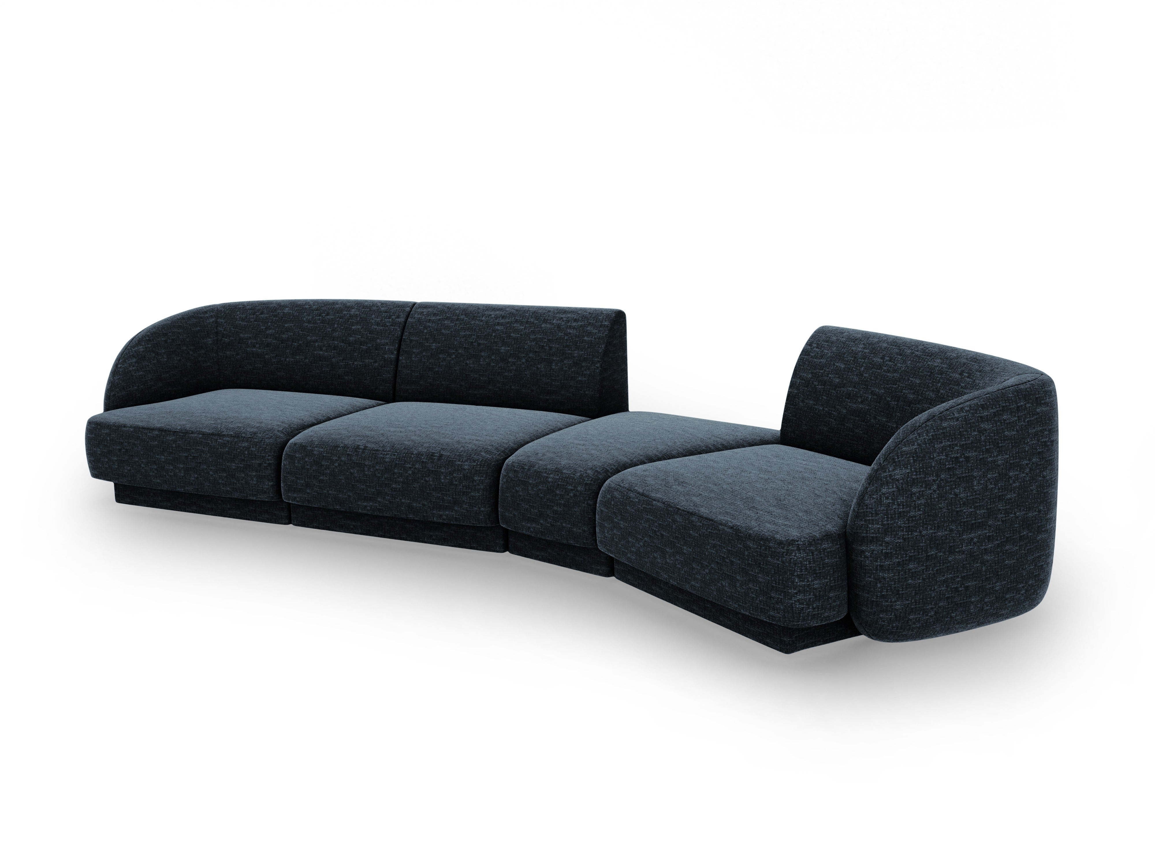 Right-facing modular sofa for 6 people MILEY royal blue silky chenille