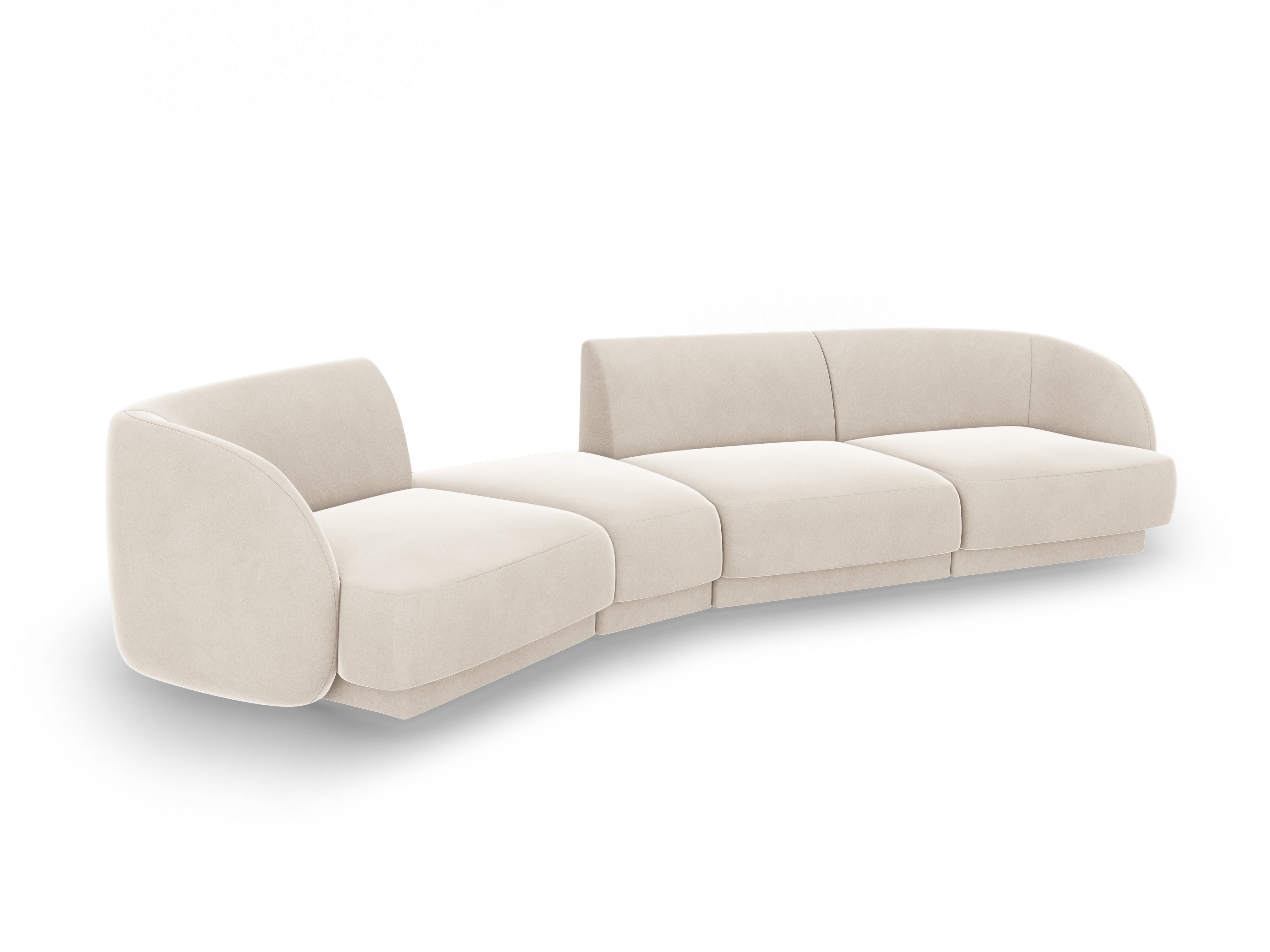 Left-facing modular sofa for 6 people in velvet MILEY light beige