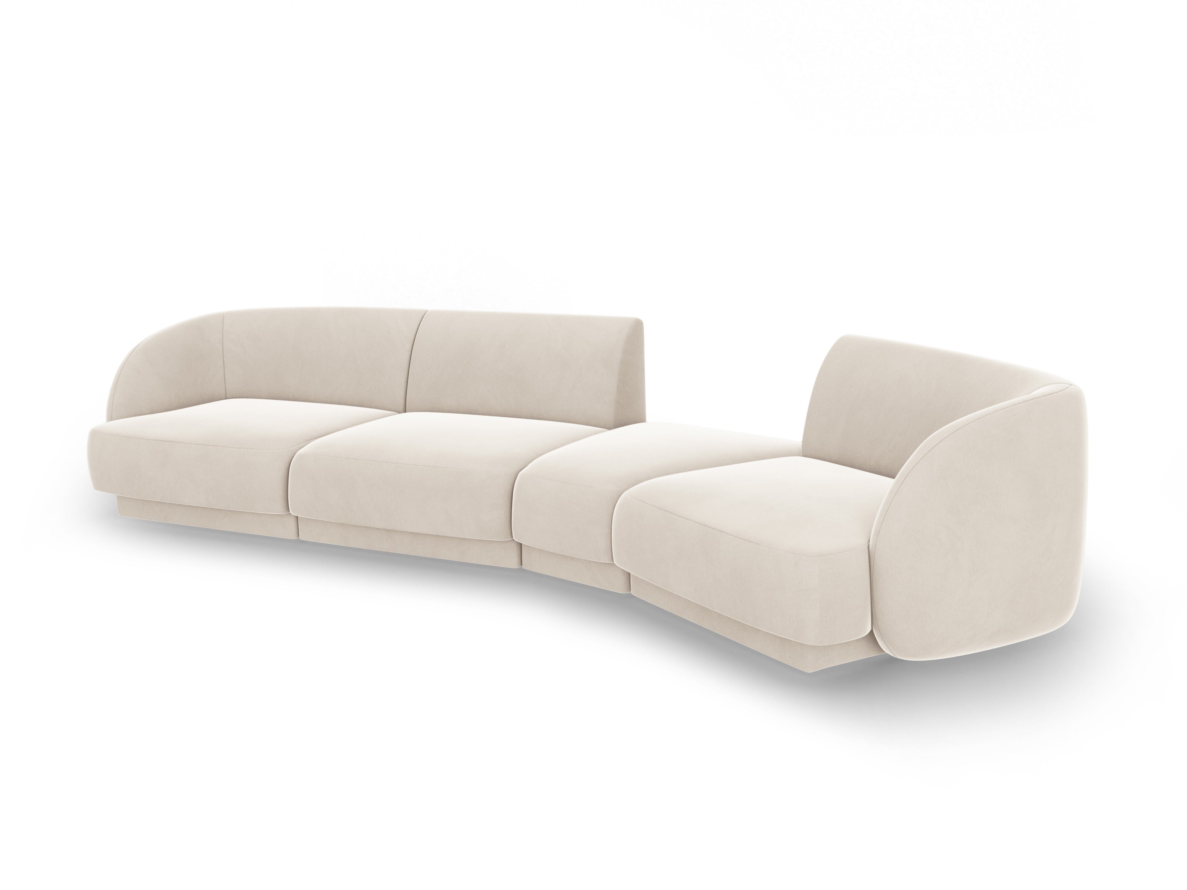 Right-facing modular sofa for 6 people in velvet MILEY light beige