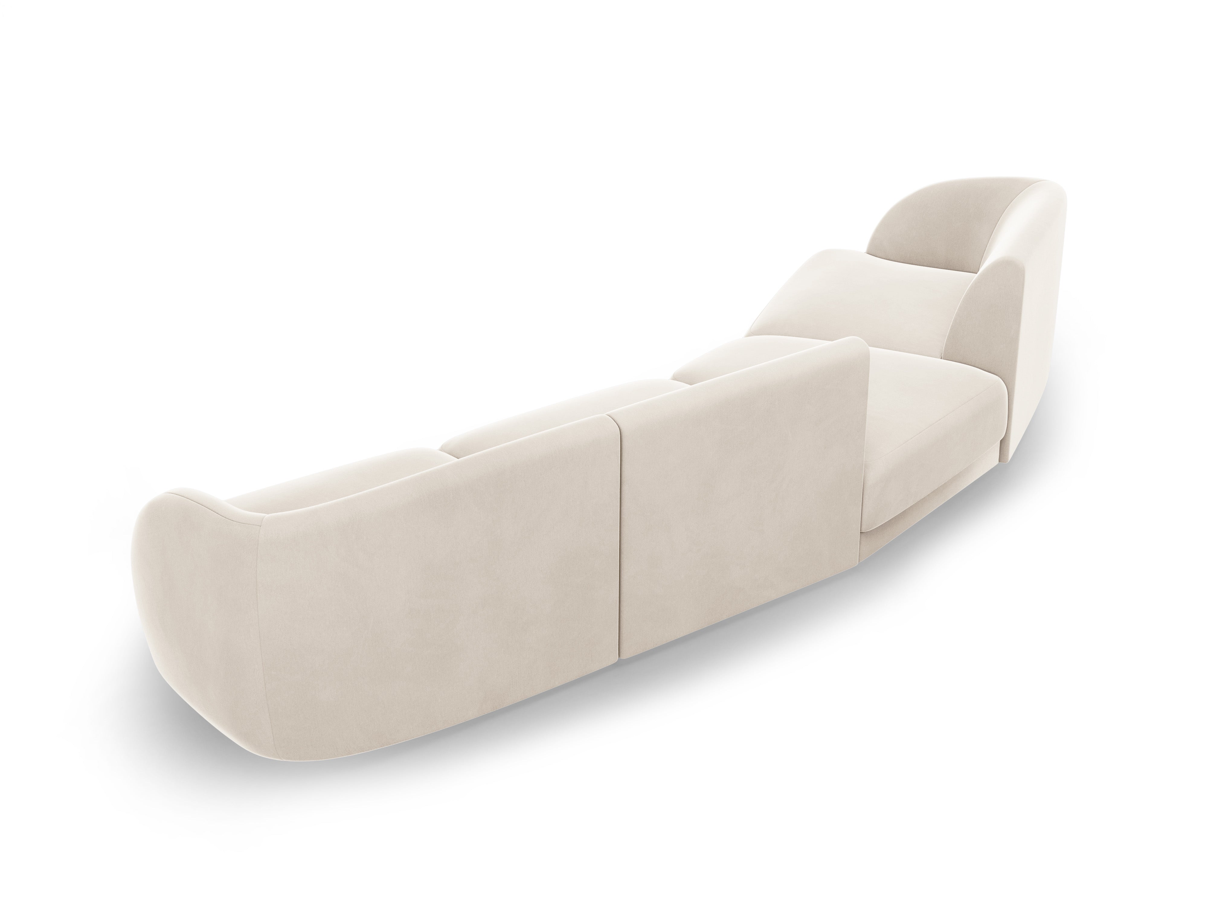 Left-facing modular sofa for 6 people in velvet MILEY light beige