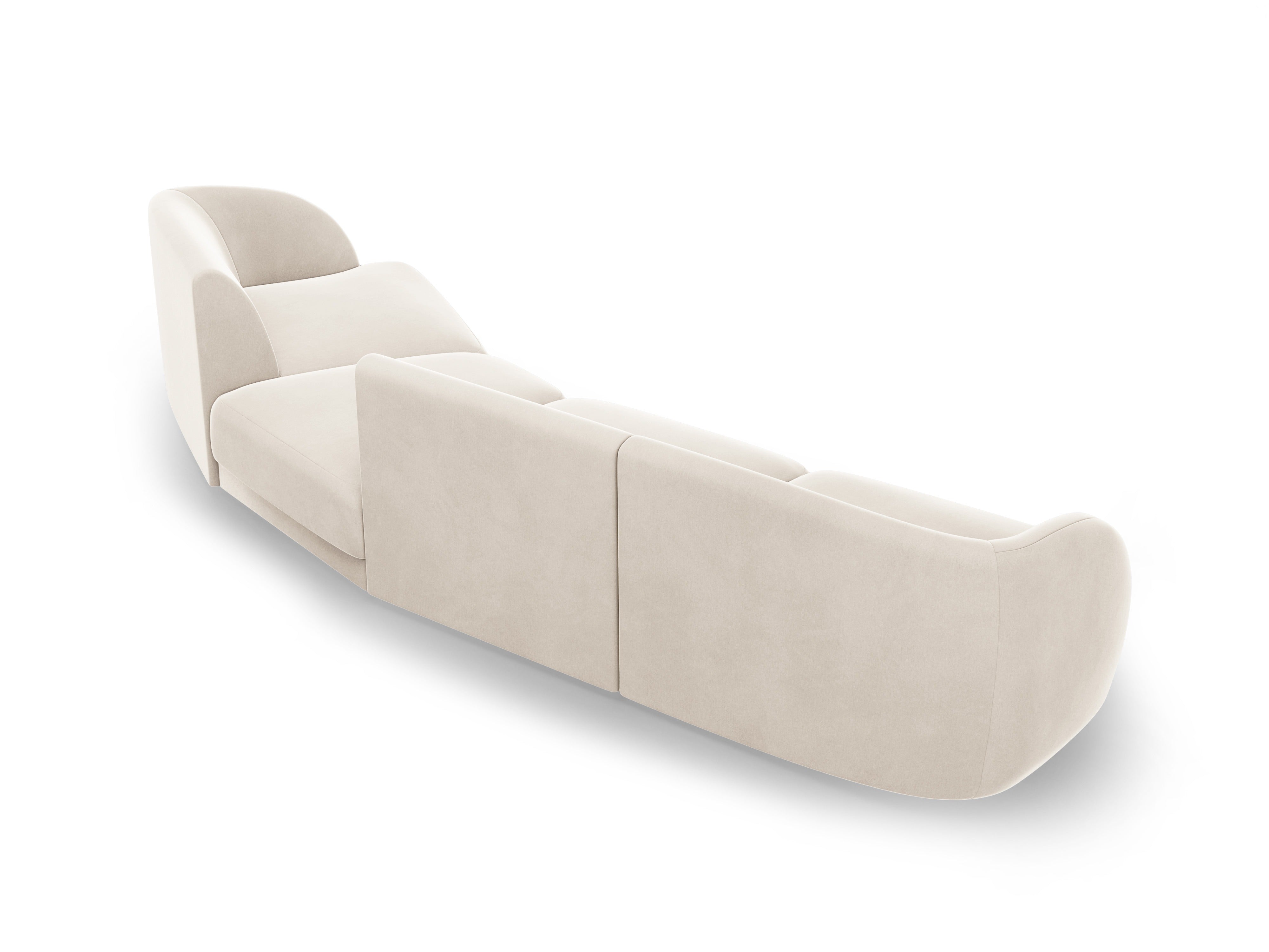 Right-facing modular sofa for 6 people in velvet MILEY light beige