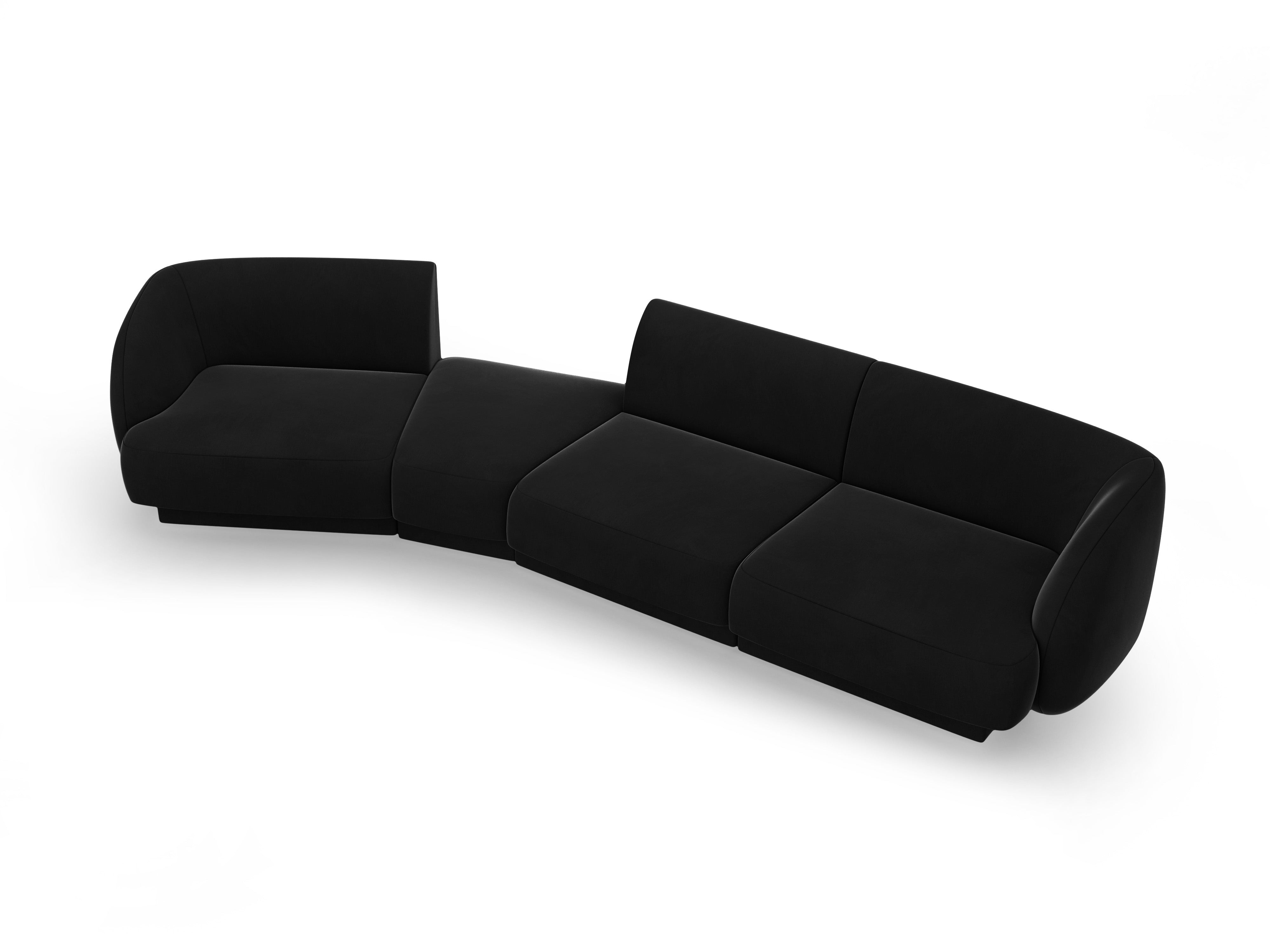 Left-facing modular velvet sofa for 6 people MILEY black