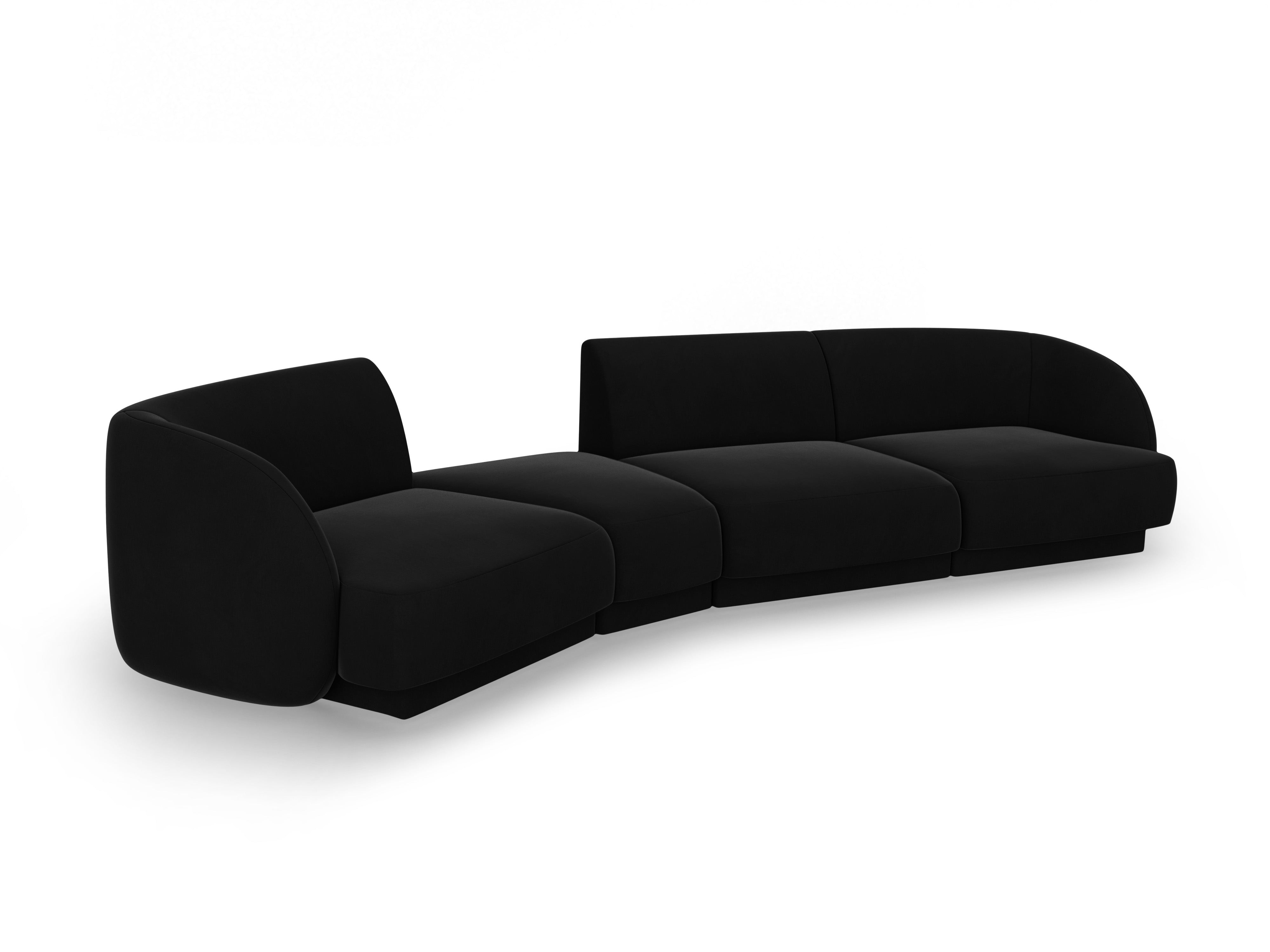 Left-facing modular velvet sofa for 6 people MILEY black