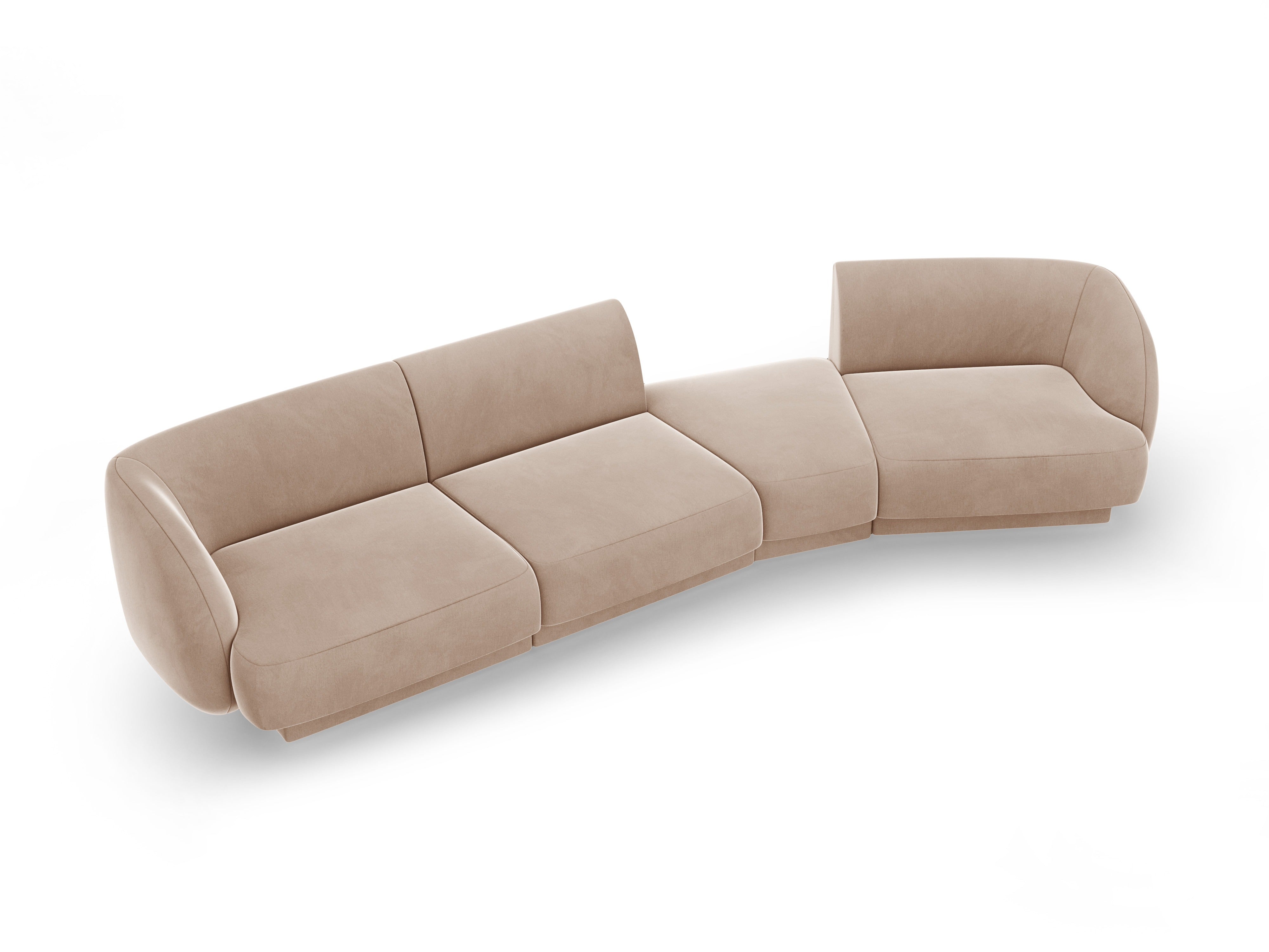 Right-facing modular sofa for 6 people in velvet MILEY cappuccino