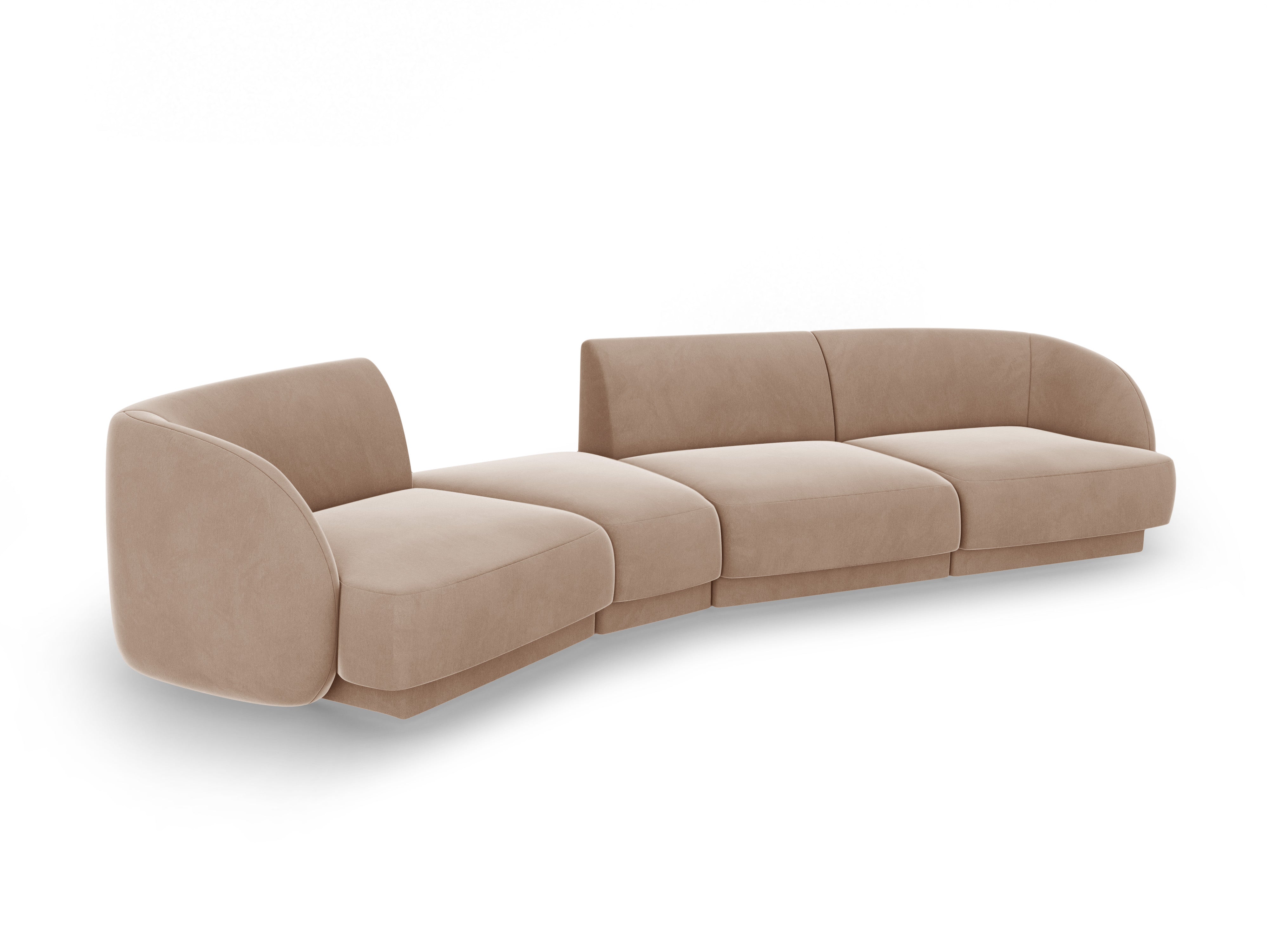 Left-sided modular sofa for 6 people in velvet MILEY cappuccino