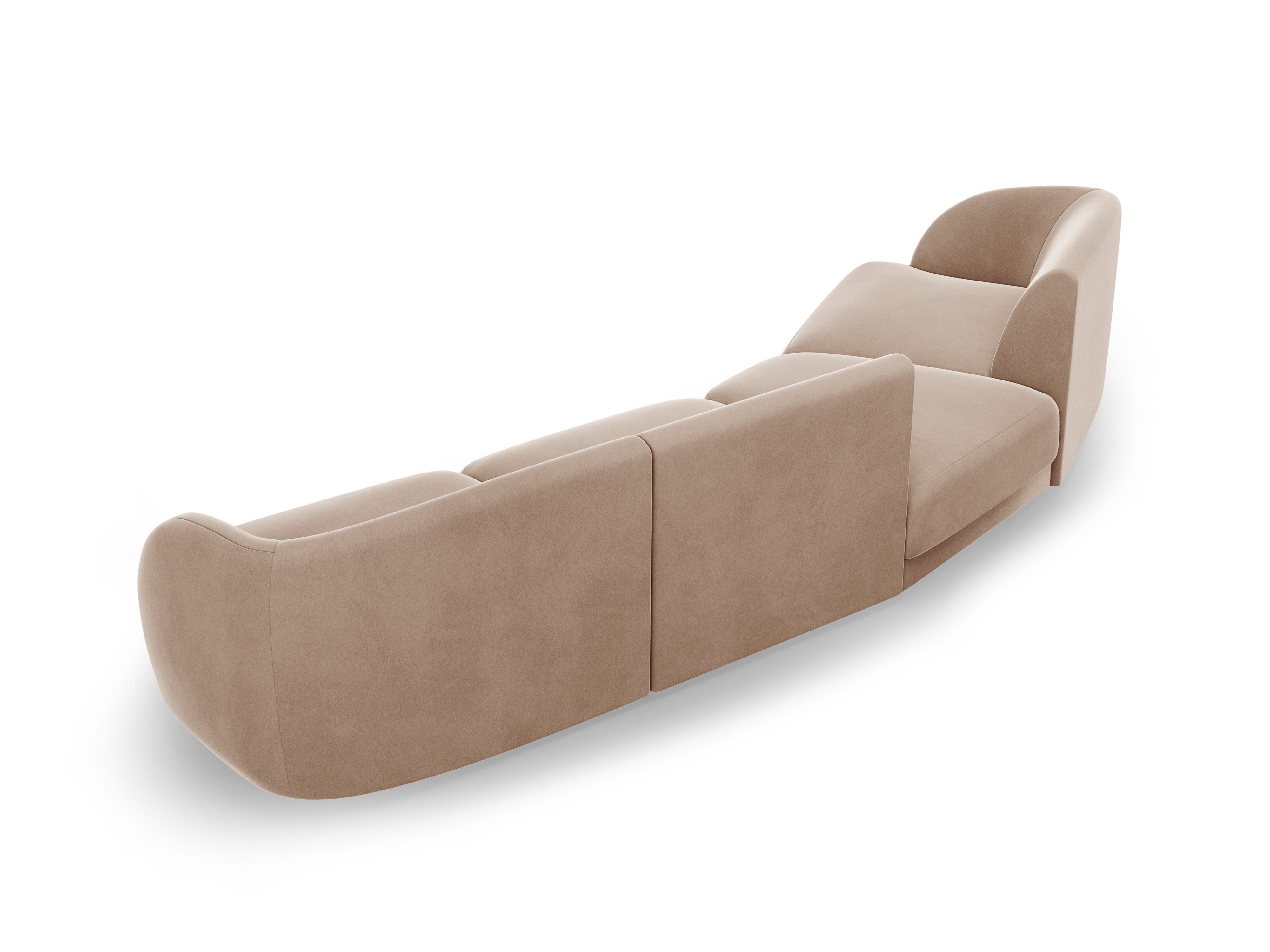 Left-sided modular sofa for 6 people in velvet MILEY cappuccino