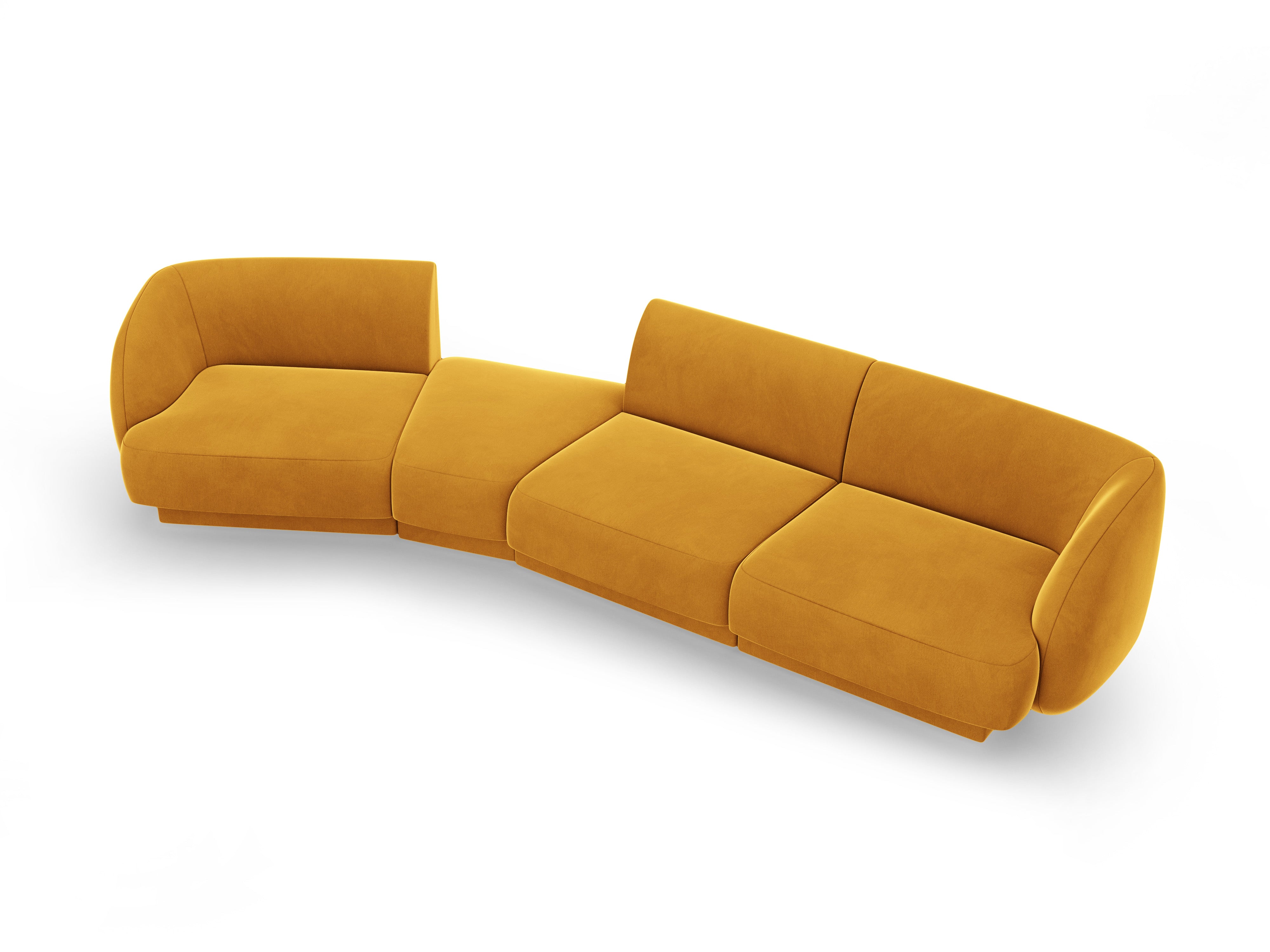 Left-facing modular sofa for 6 people in velvet MILEY yellow
