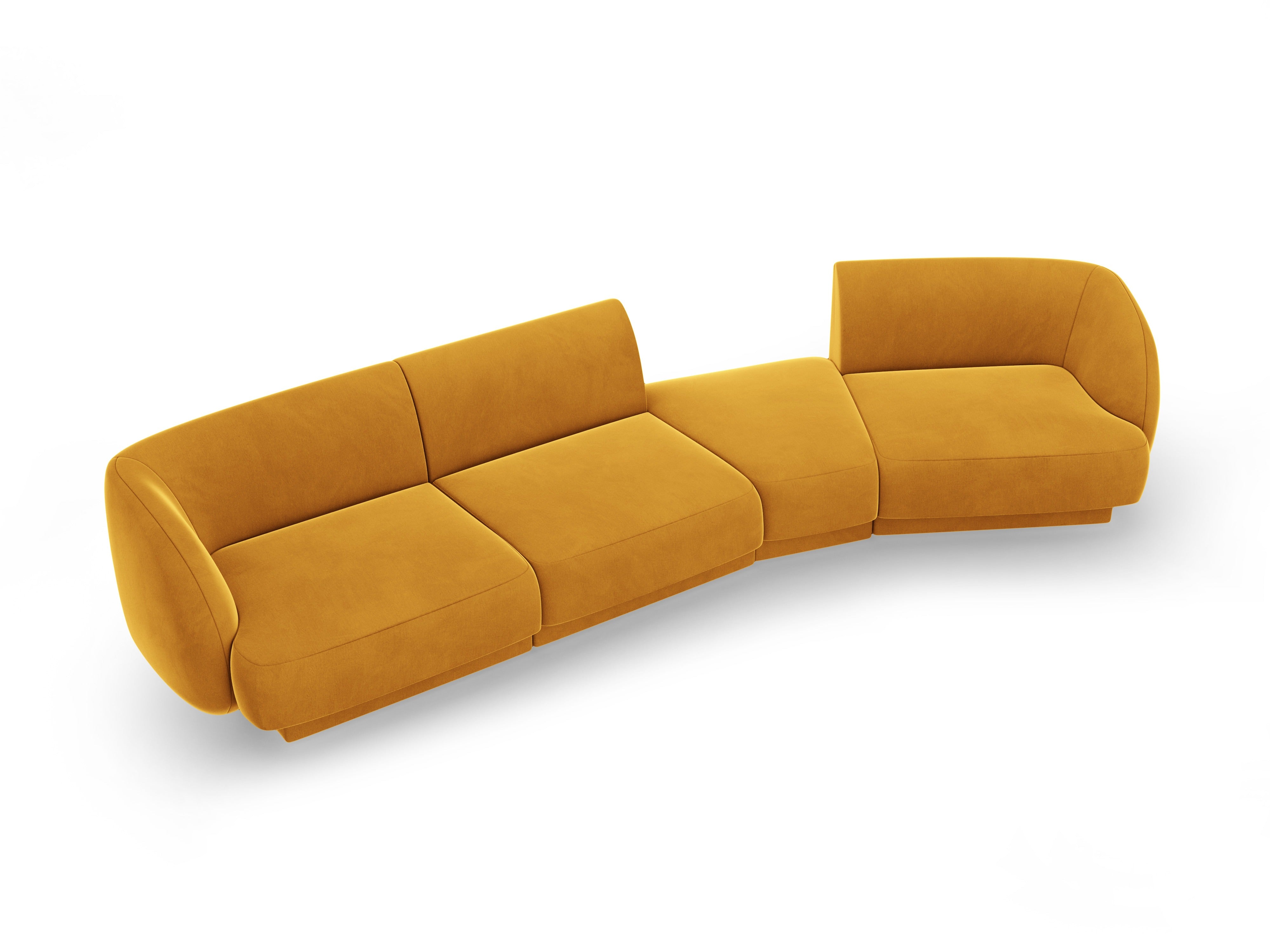 Right-facing modular velvet sofa for 6 people MILEY yellow