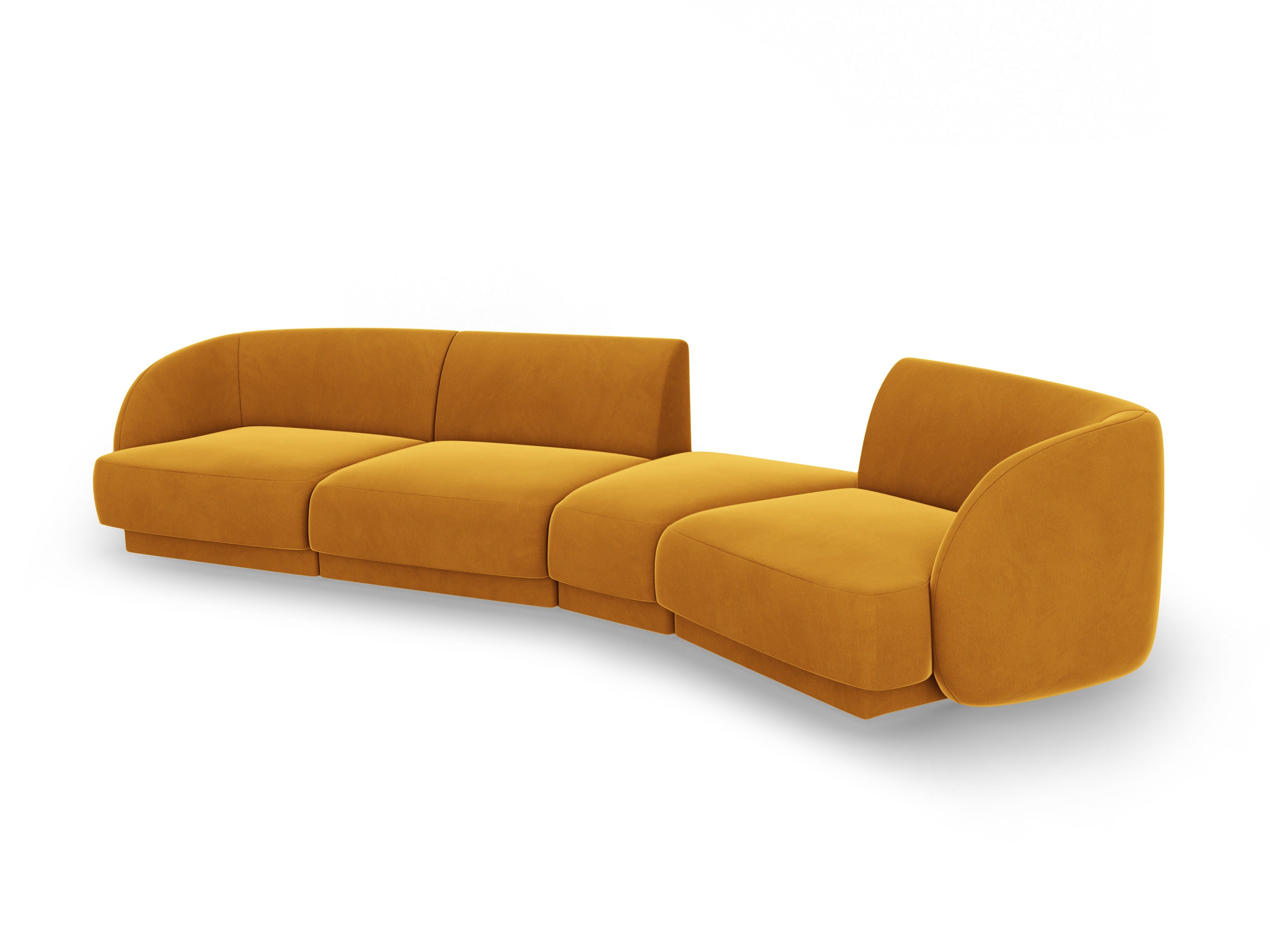 Right-facing modular velvet sofa for 6 people MILEY yellow