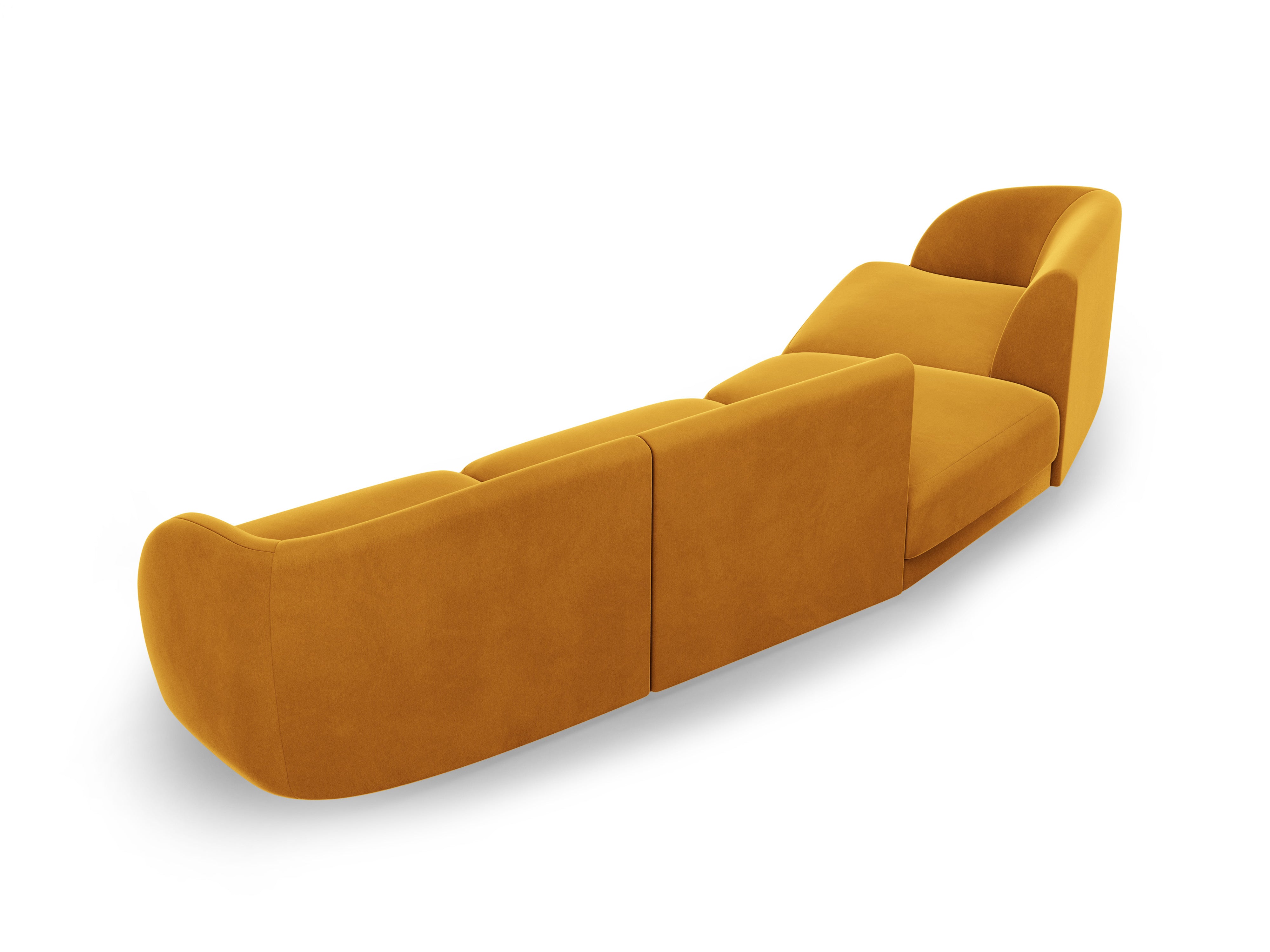 Left-facing modular sofa for 6 people in velvet MILEY yellow