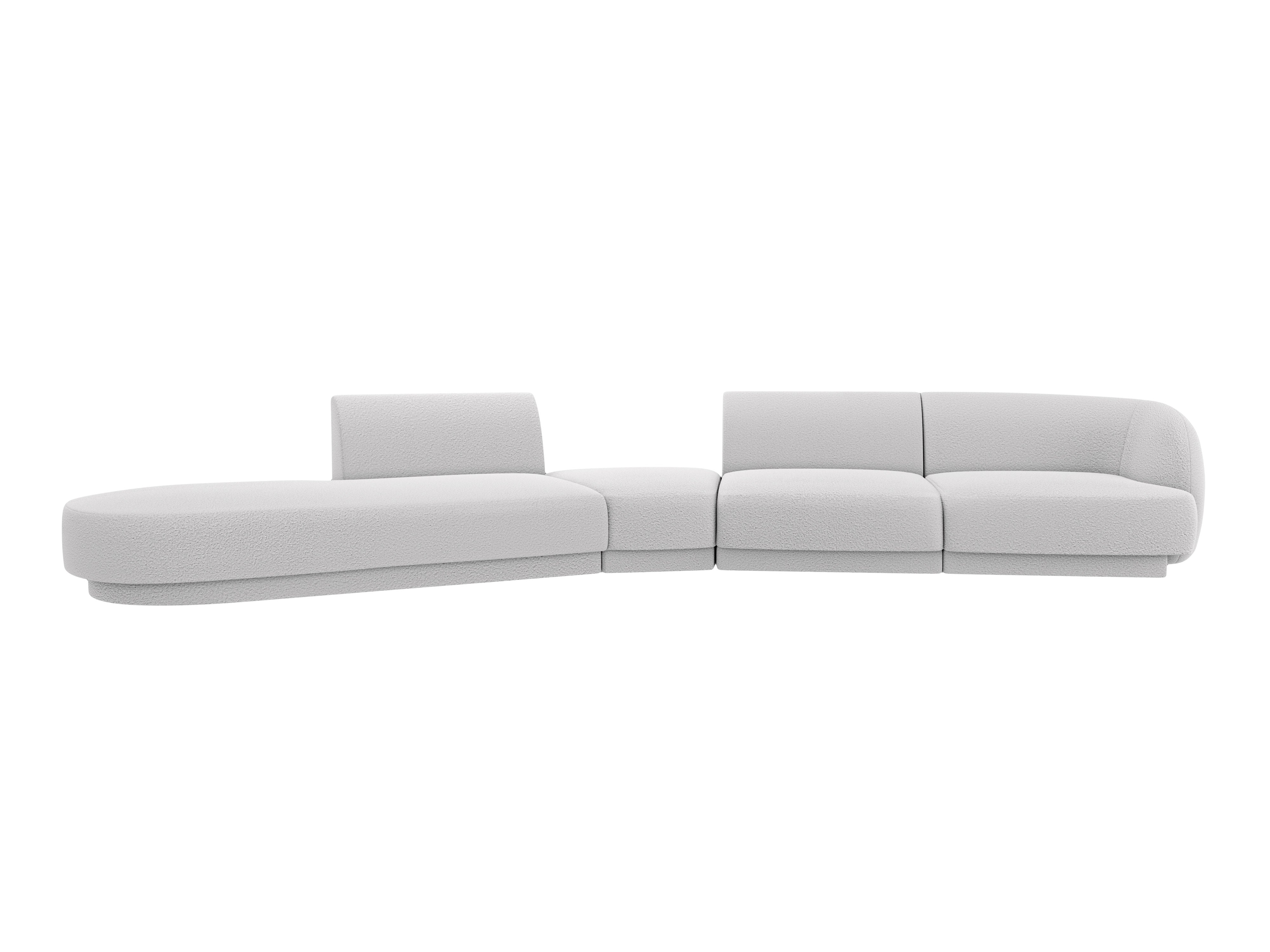 Left-facing modular corner sofa for 7 people MILEY light gray boucle