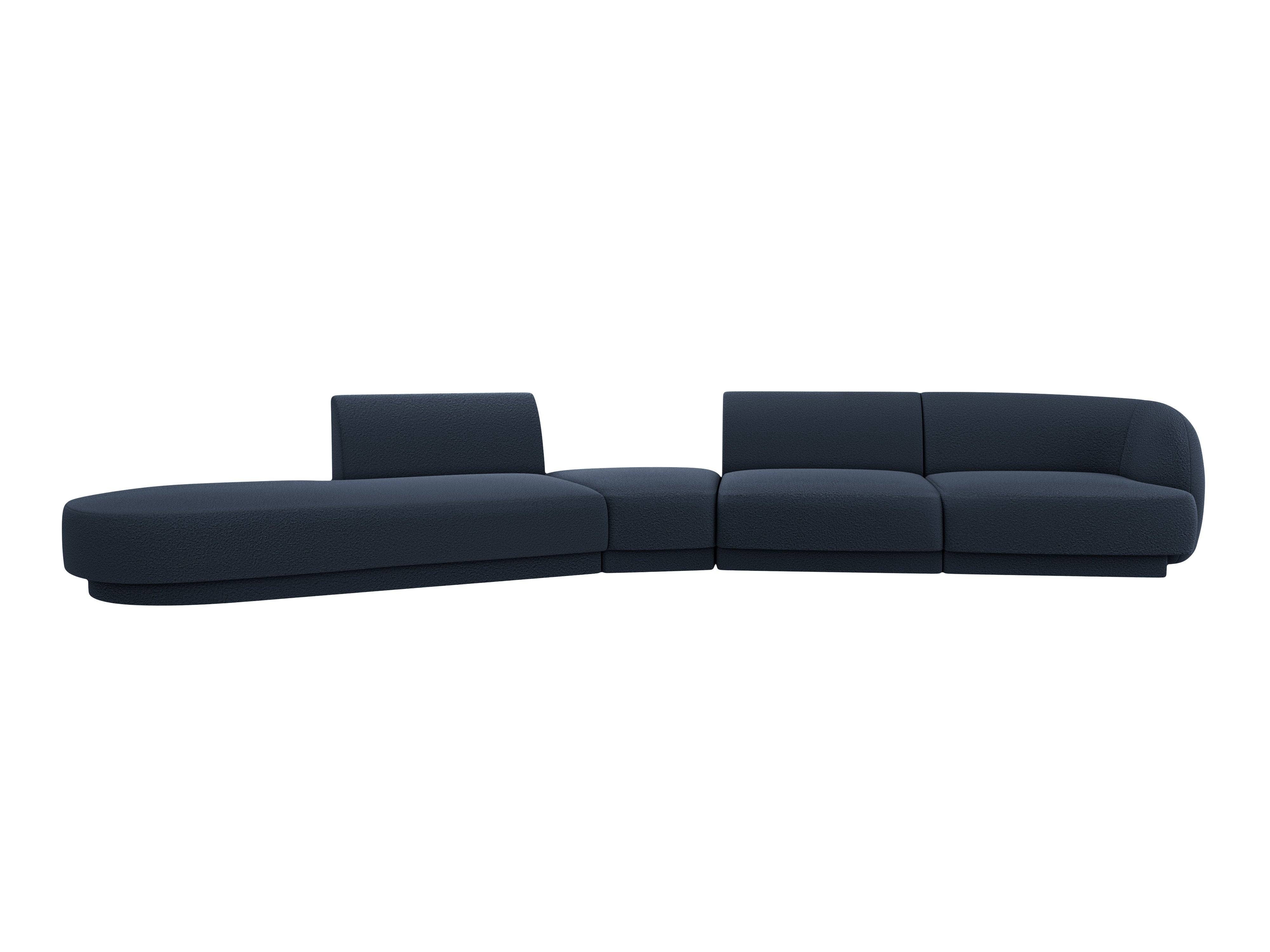 Modulares Ecksofa linksseitig für 7 Personen MILEY dunkelblau Boucle