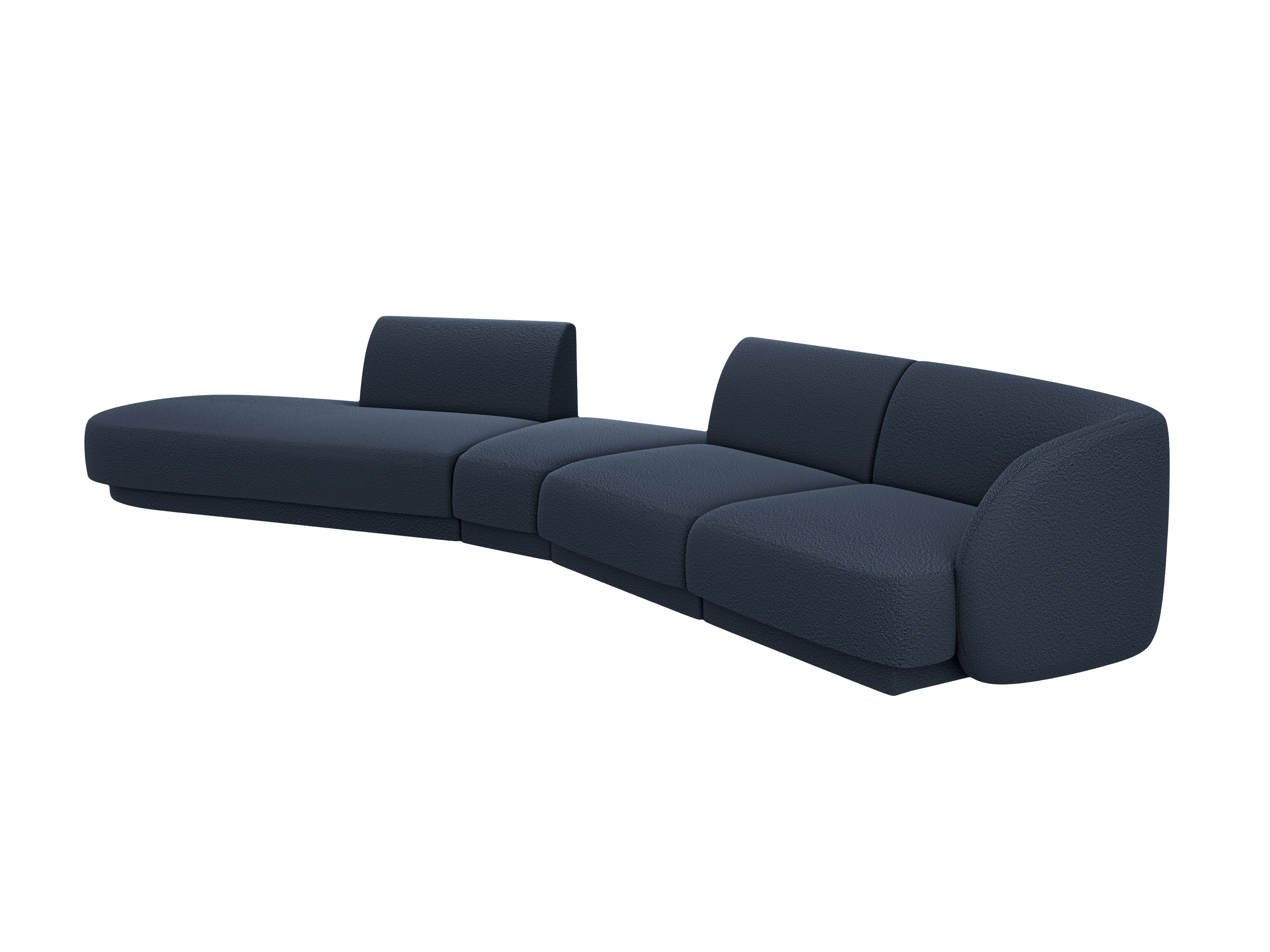 Modulares Ecksofa linksseitig für 7 Personen MILEY dunkelblau Boucle