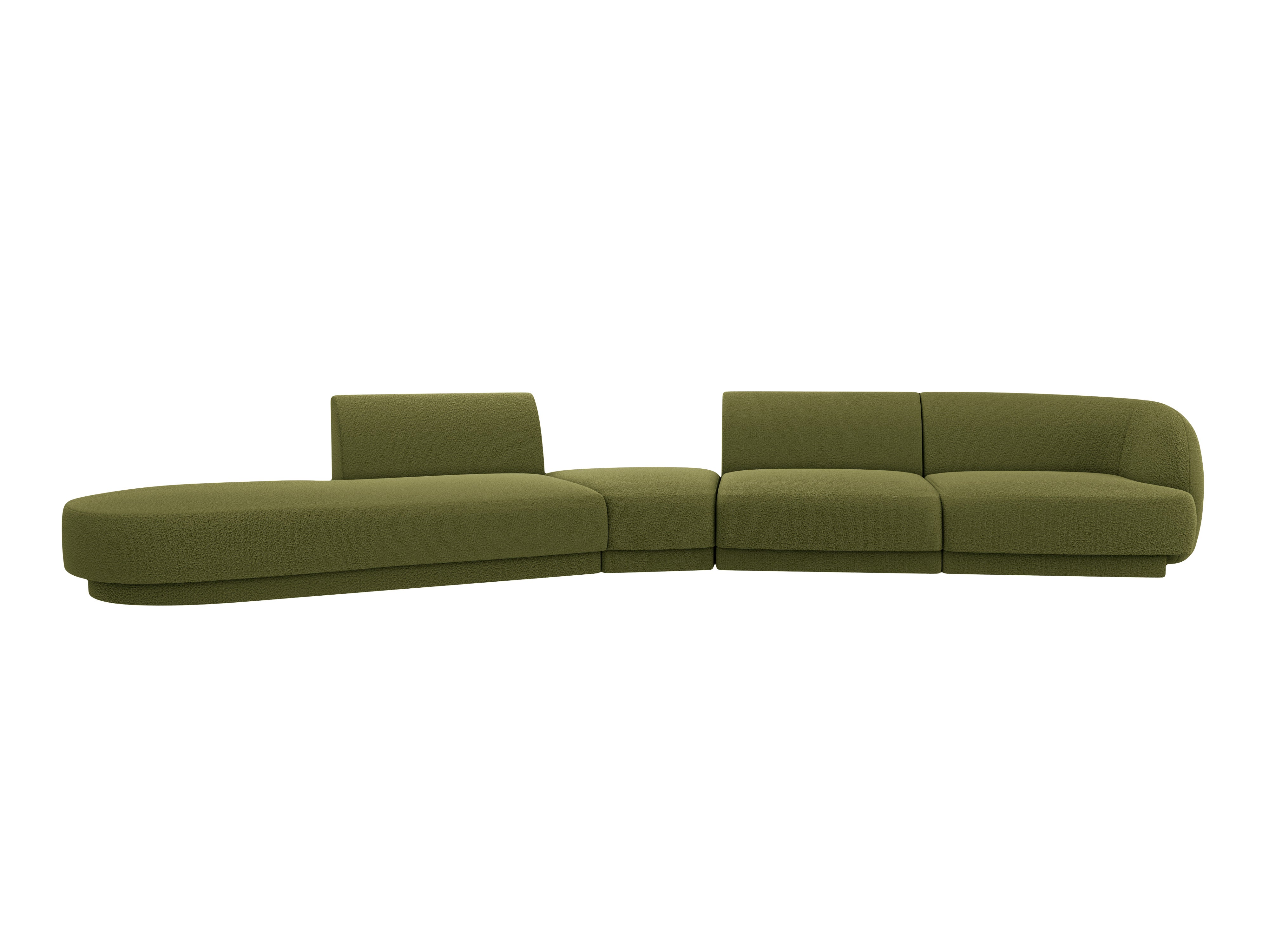 Left-facing modular corner sofa for 7 people MILEY green boucle
